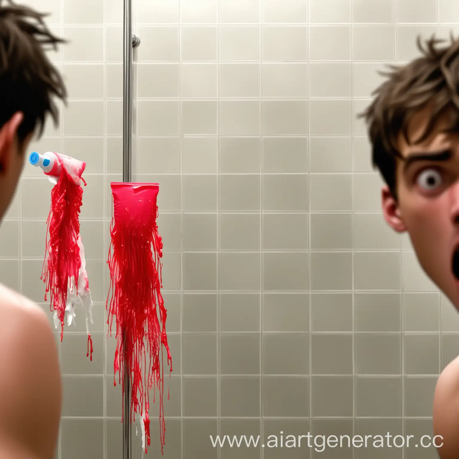 Group-of-Young-Men-Reacting-to-Bloody-Tampons-in-Public-Shower