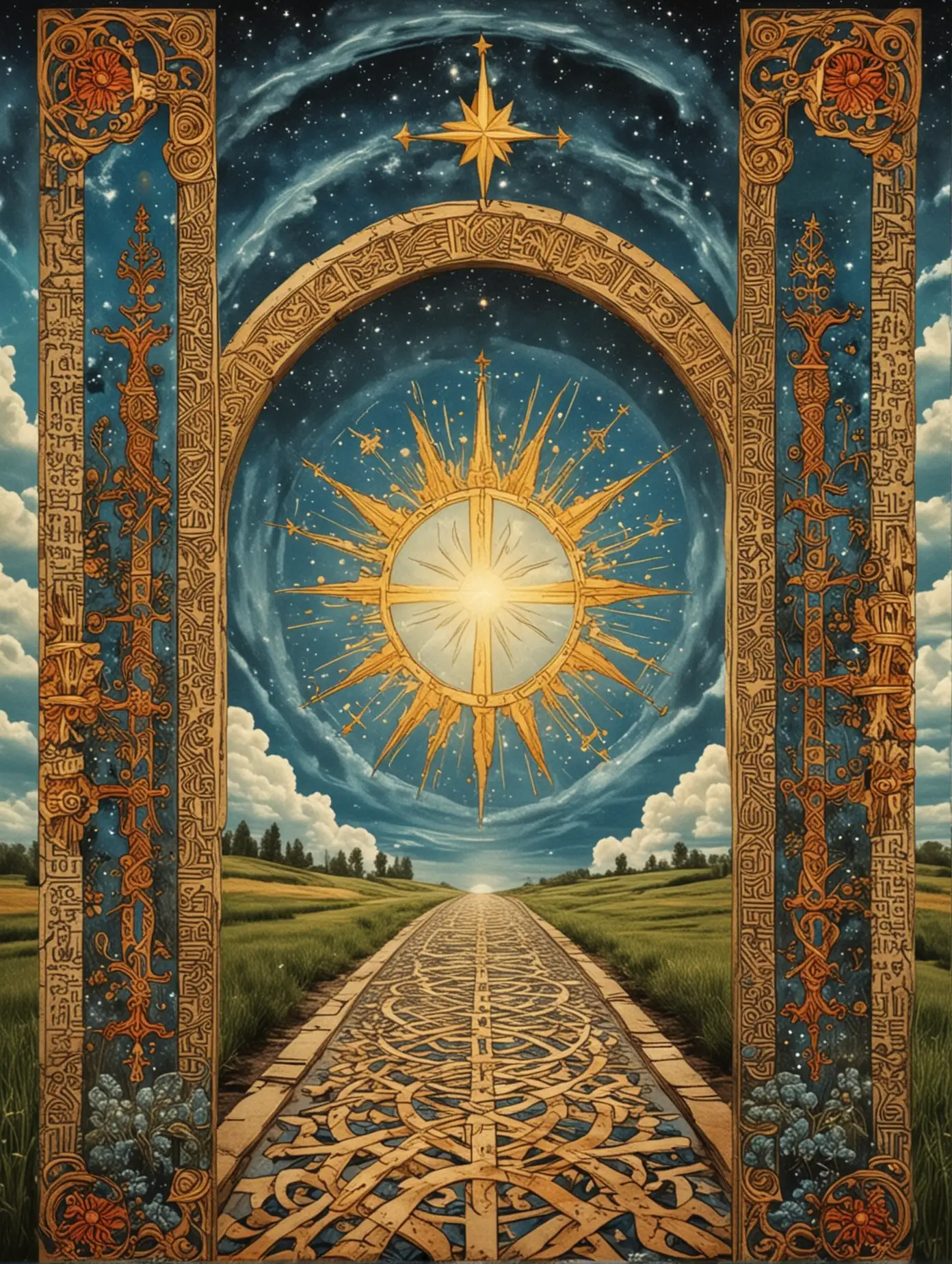 Slavic-Style-Tarot-Card-Symmetrical-Ornamented-Path-to-the-Heavens