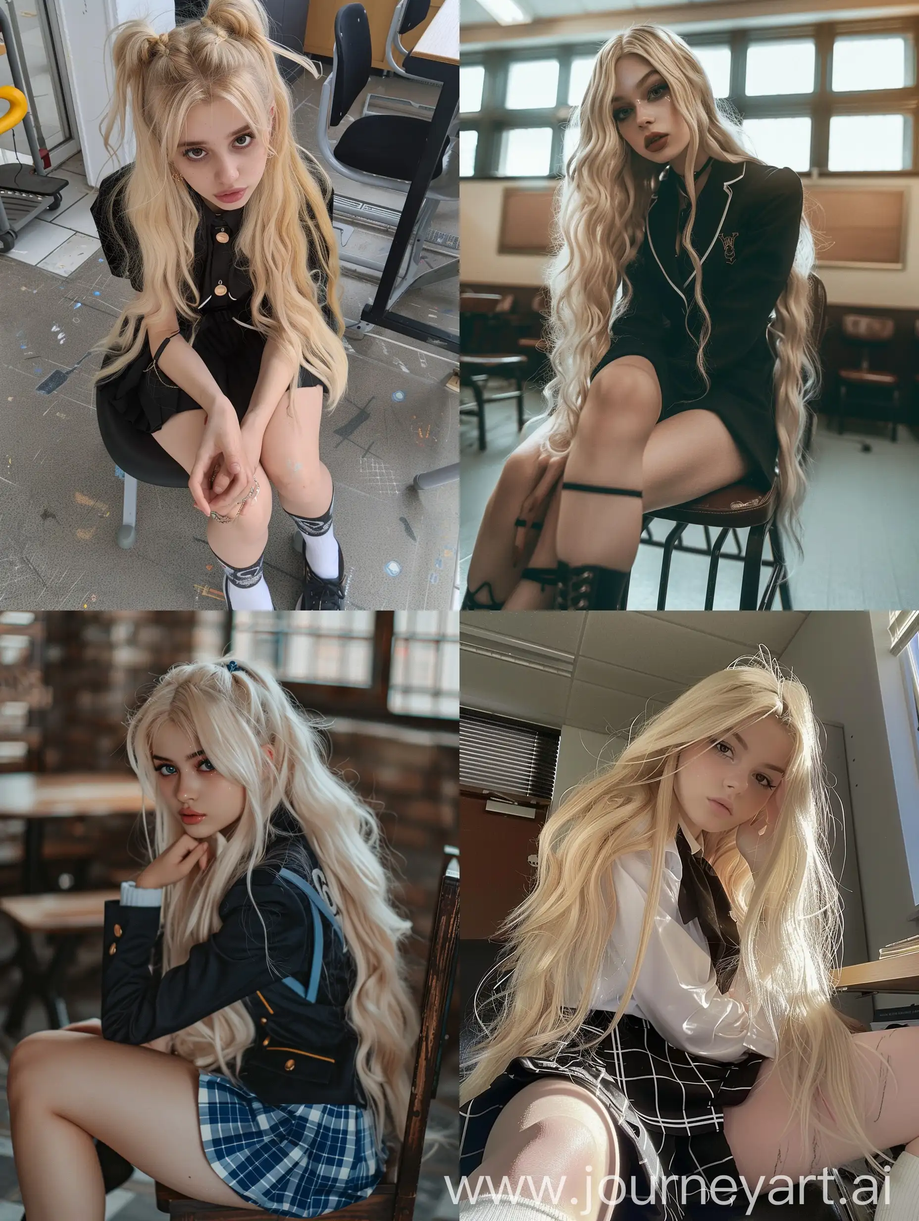 Blonde-Teenage-Influencer-Sitting-in-School-Chair-with-Fitness-Focus