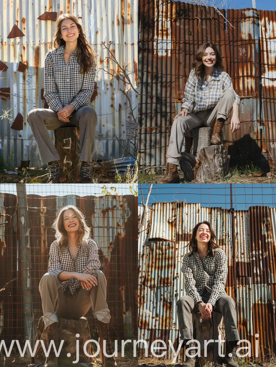 Stylish-Woman-Modeling-on-Rustic-Fence-Background