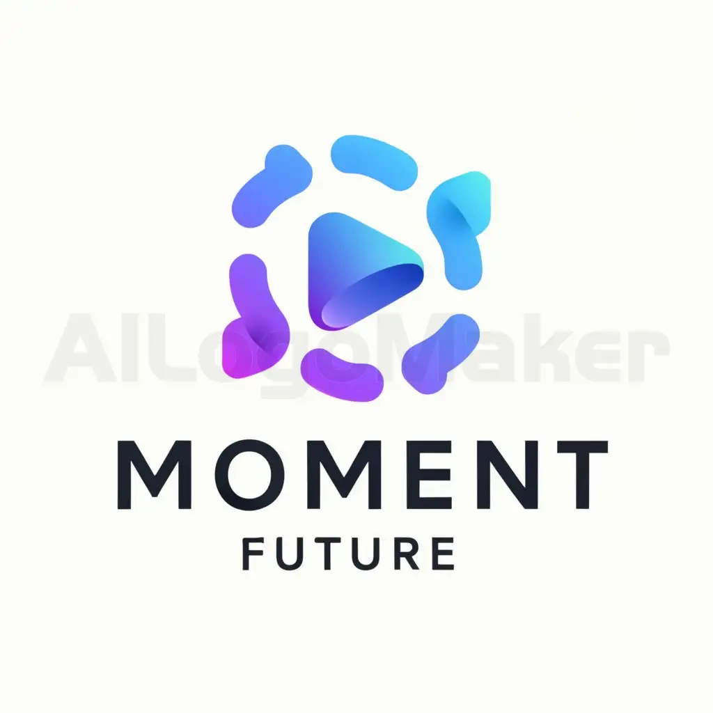 a logo design,with the text "moment future", main symbol:Play icon, mobile communication devices,Moderate,be used in Cultural media industry,clear background