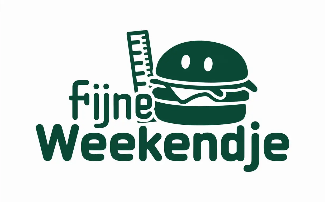 Create a logo with rulers and burgers in green saying 'fijne weekendje'