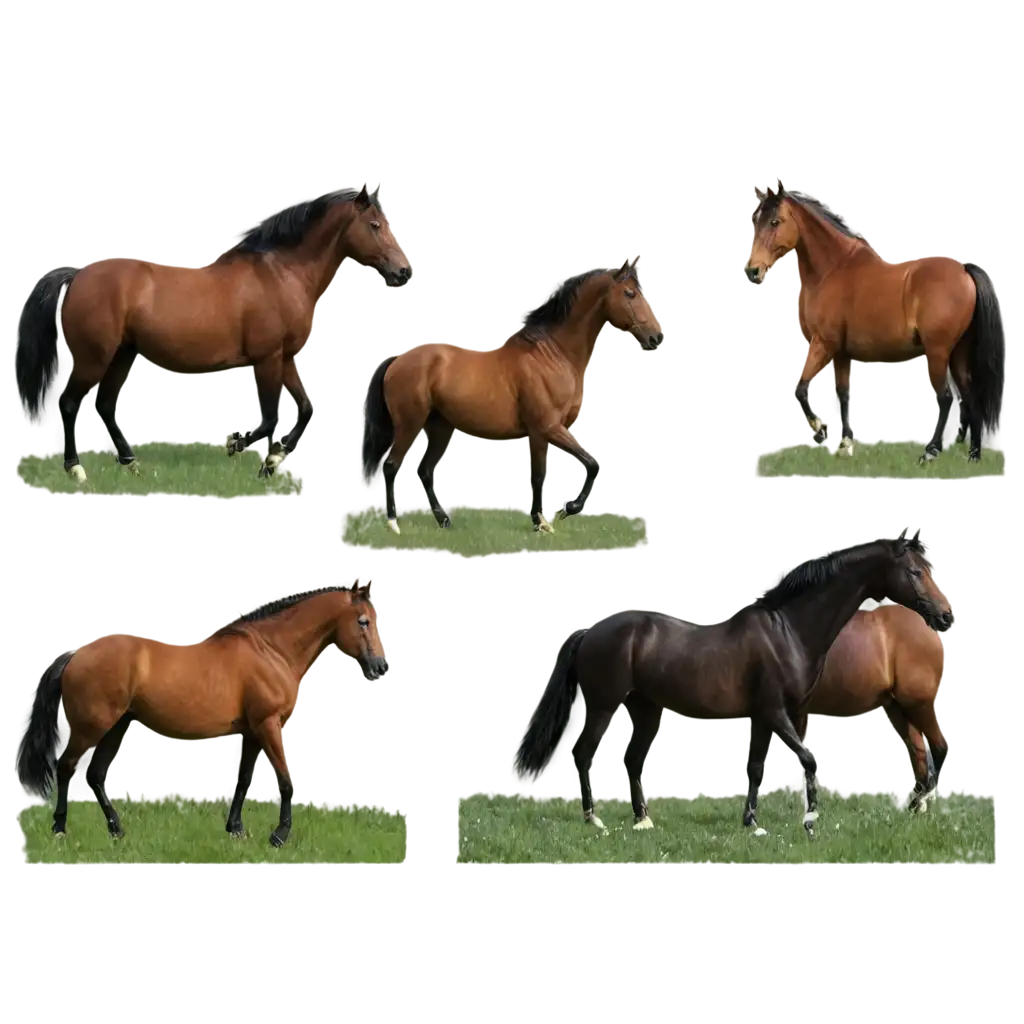 8 horses in the grassland，and 8 sets
