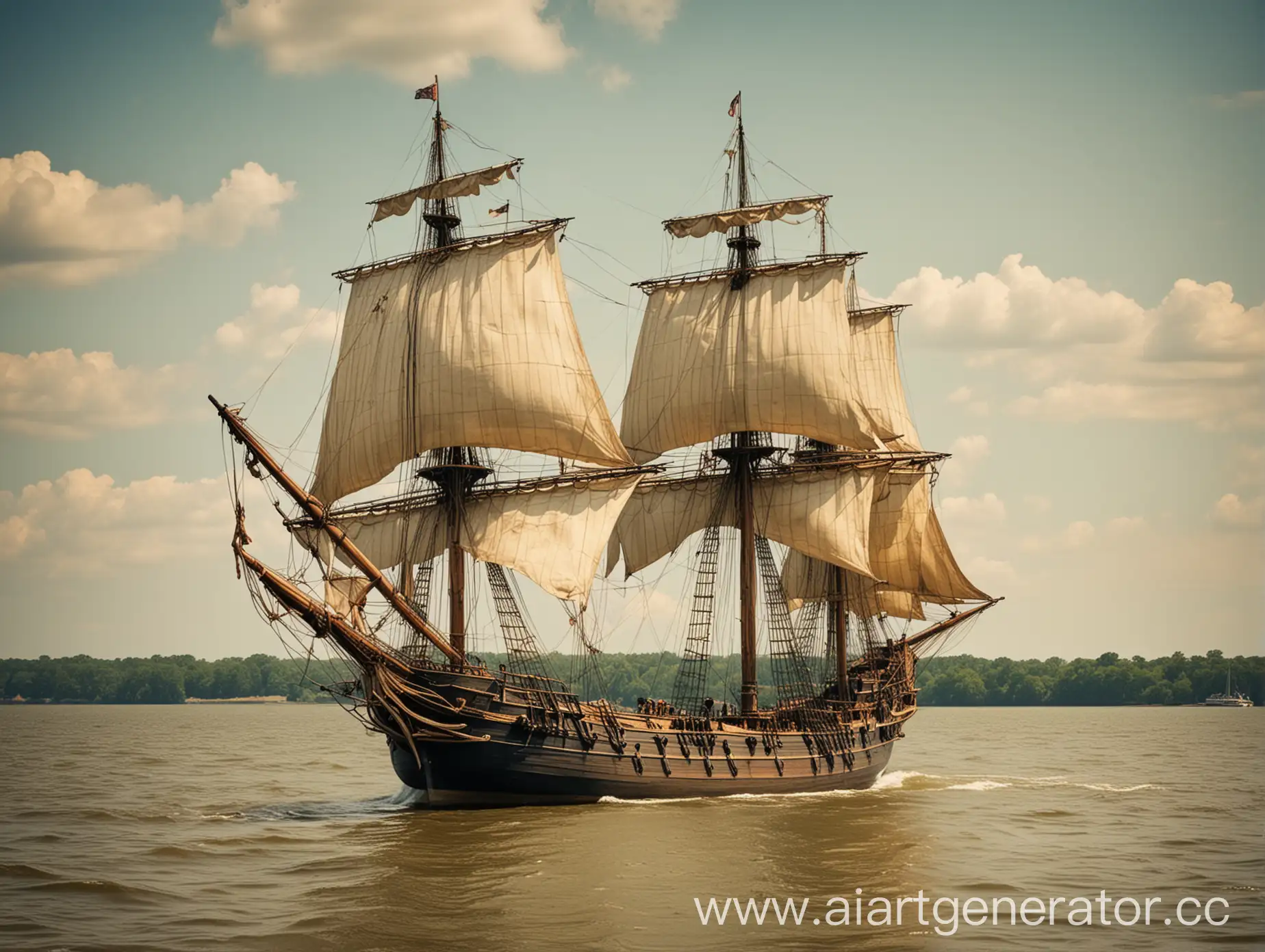Vintage-Sailing-Ship-Arriving-at-Virginias-Fertile-Shores-Colonial-Exploration-Advertisement
