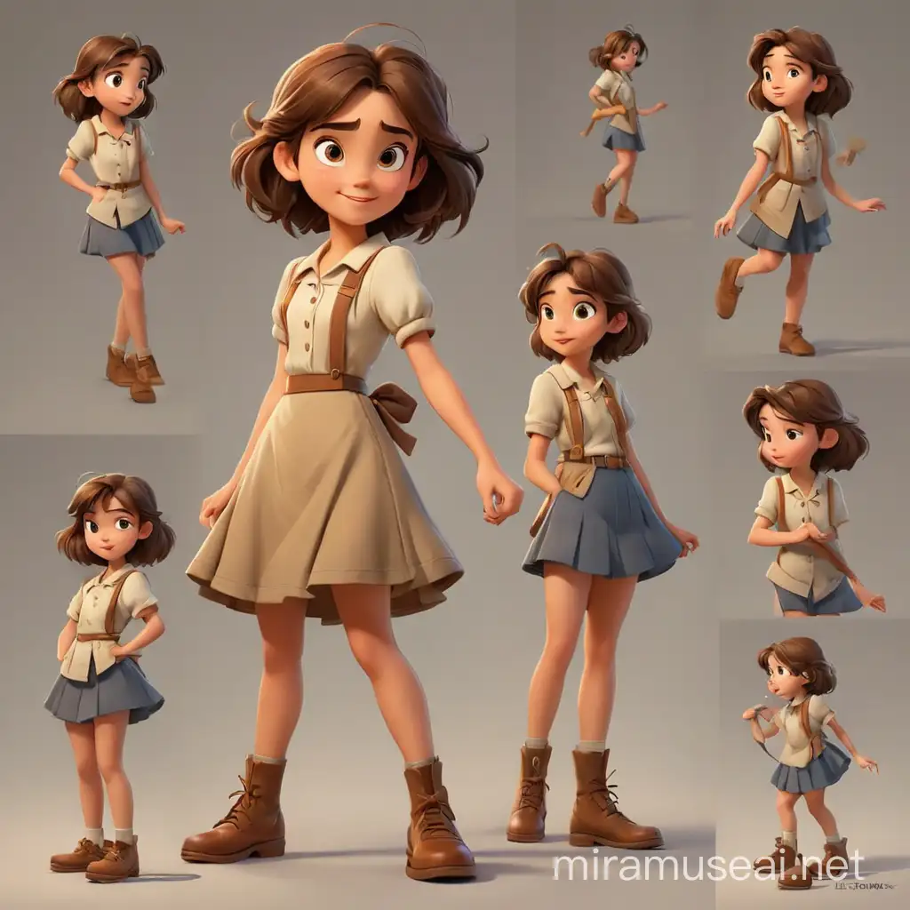 Beautiful Little Girl in Classic Disney Style with Brown Shoes Digital Art