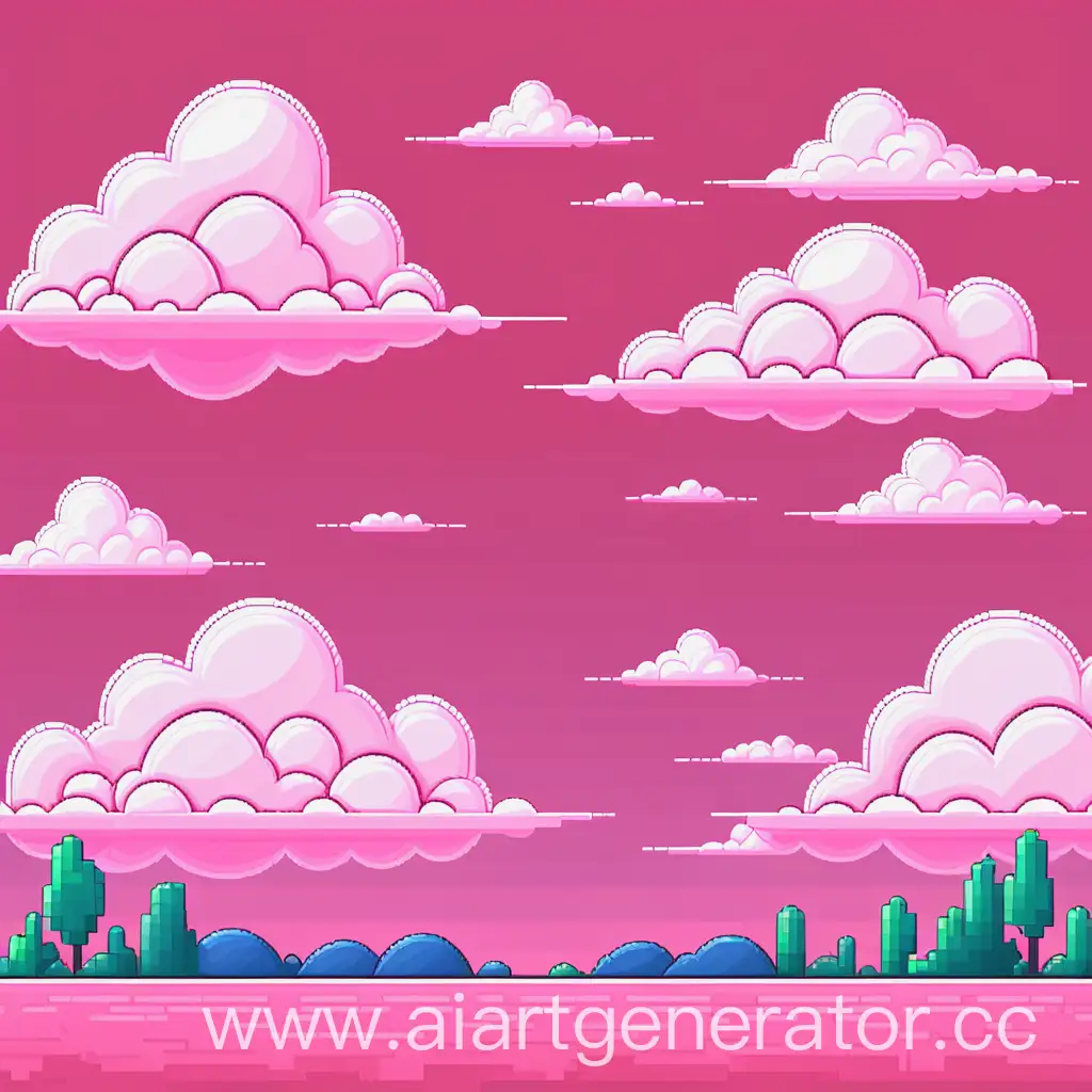 Pixel-Style-Clouds-on-Pink-Background-for-Computer-Game