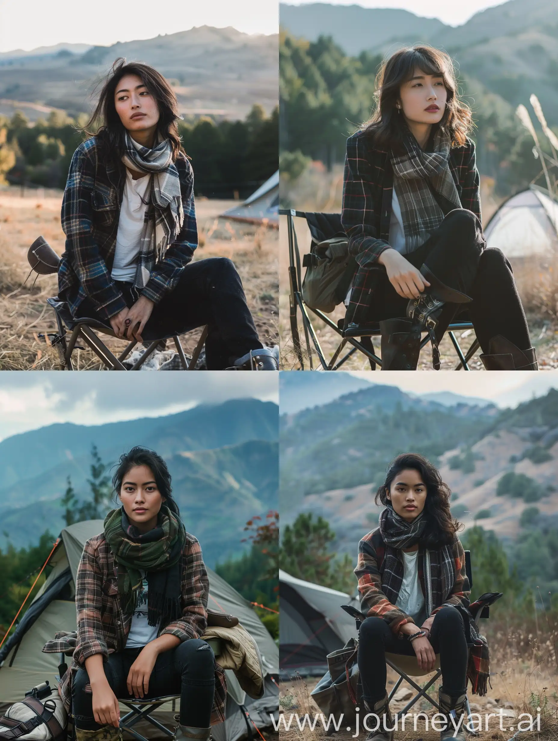 Minimalist-Portrait-of-Indonesian-Woman-Camping-in-American-Wilderness
