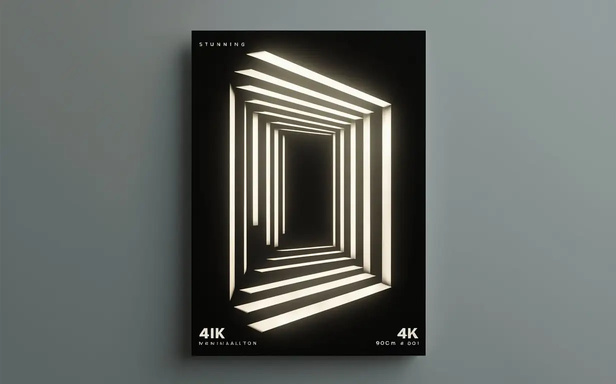 Light and shadow poster; utilizing visual illusion; simple; vertical composition; technical style; tough; atmospheric; 4K resolution; size ratio: 90CM*60CM
