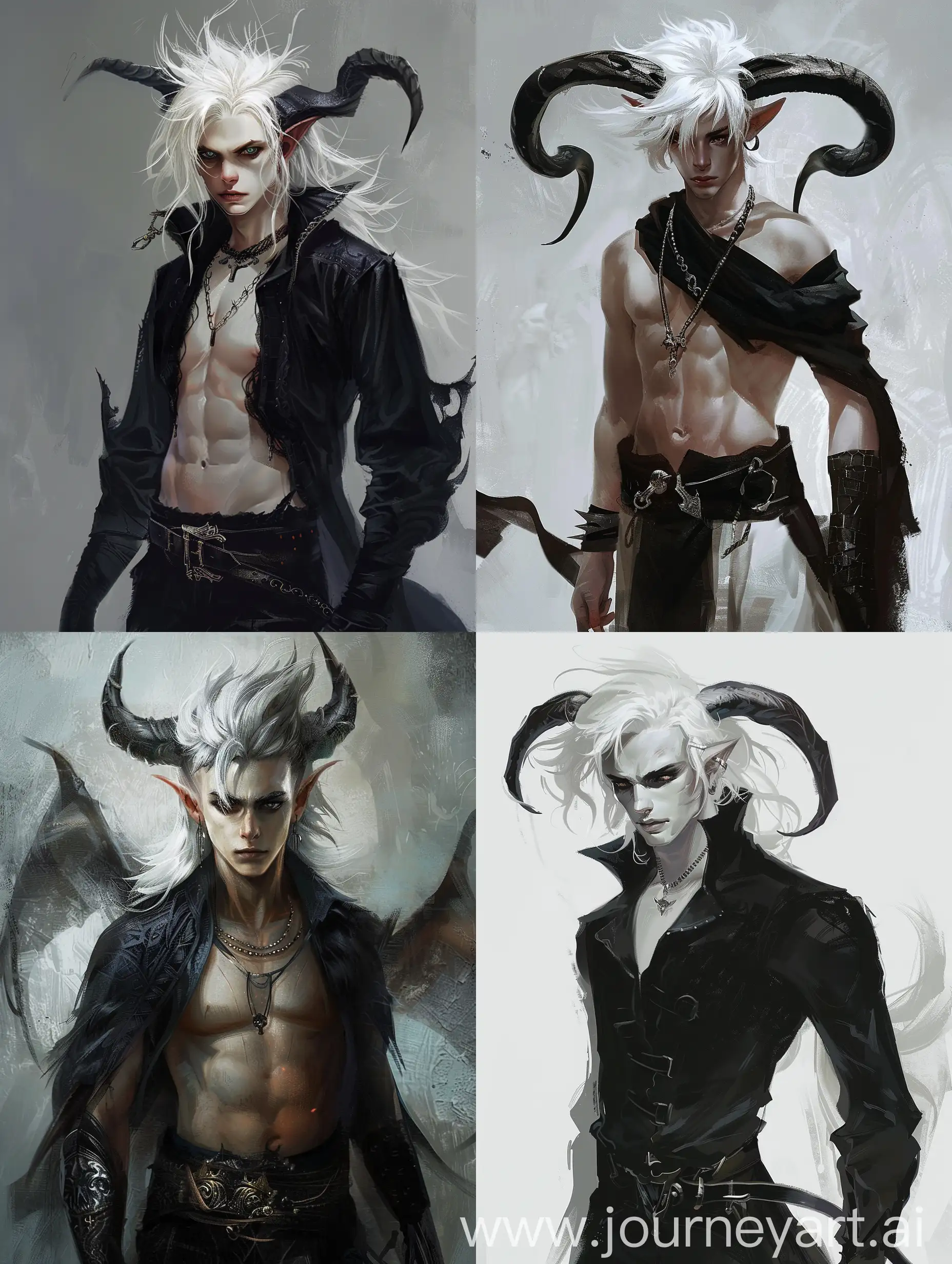 Young-Male-Demon-Character-Art-with-White-Hair-Black-Horns-and-Silver-Eyes
