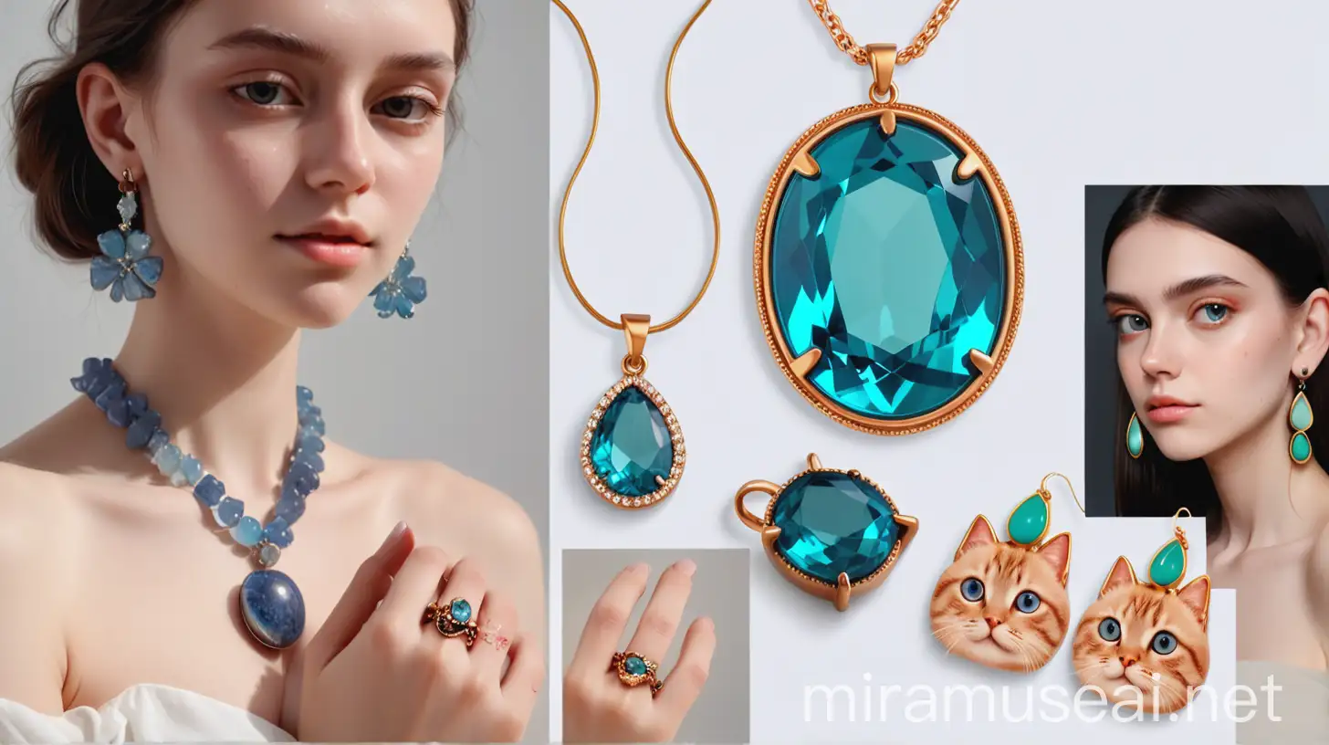 give to images of  a  women wearing resin jewelry and jewelry resembles the connection with the pet

