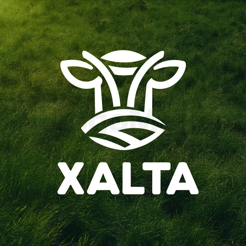 a logo design,with the text "Xalta", main symbol:mixture of collar of cow and pasture. the color is green.,Moderate,clear background