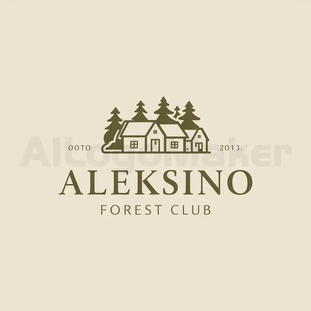 a logo design,with the text "Aleksino Forest Club", main symbol:cottage settlement, minimalistic logo,Moderate,be used in Home Family industry,clear background