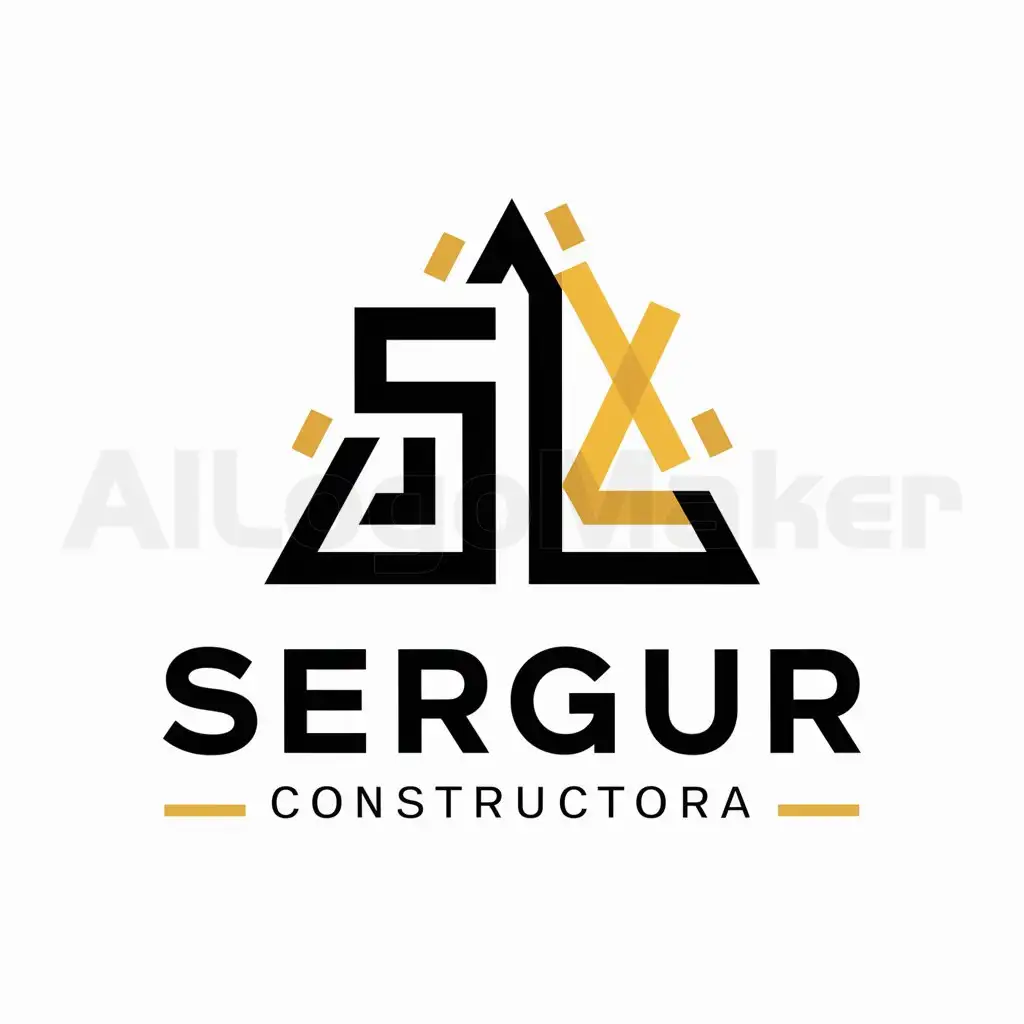a logo design,with the text "SERGUR CONSTRUCTORA", main symbol:has a logo for a construction company that forms and generates trust and security for the client TRY TO SPECIFY THE CONSTRUCTIONS AND DO NOT USE TOOLS IN THE LOGO USE BLACK AND YELLOW COLOR,complex,be used in Construction industry,clear background