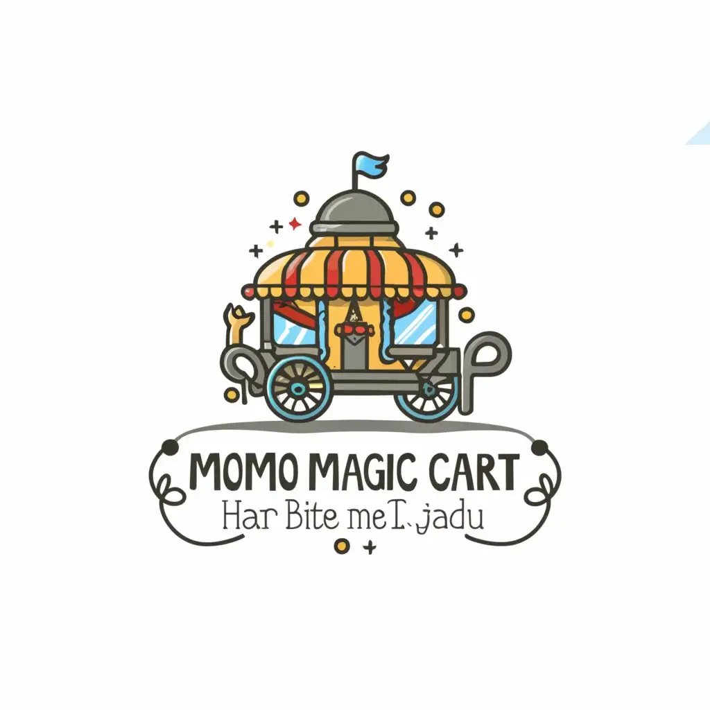 LOGO-Design-For-MOMO-Magic-Cart-Enchanting-Text-with-Whimsical-Bite-Symbol