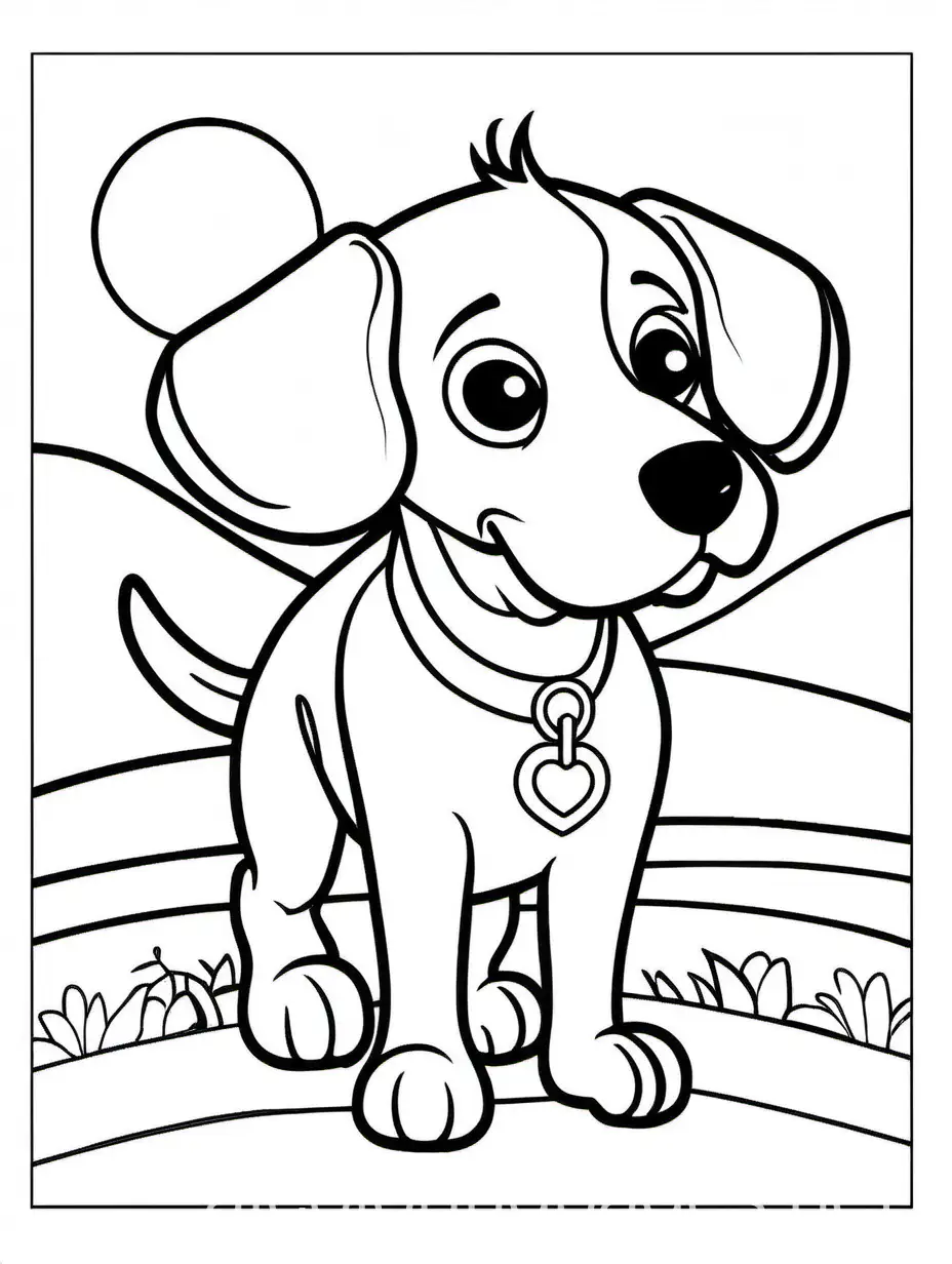 Simple-Black-and-White-Dog-Coloring-Page-on-White-Background