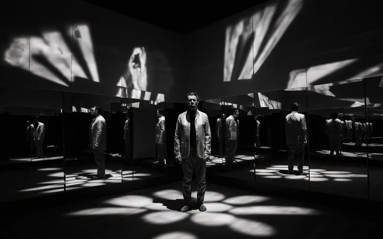 Man-in-Dramatic-Black-and-White-Light-Projection-Scene
