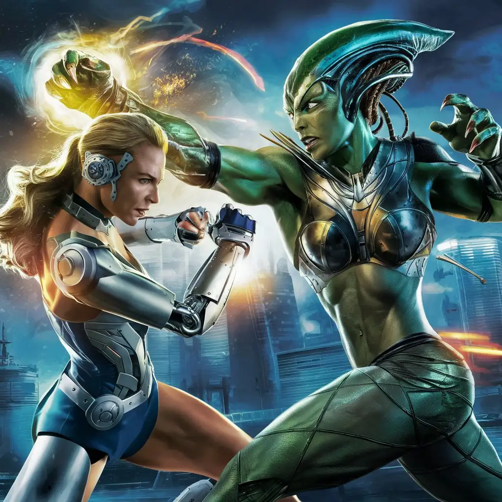 Bionic Woman Battles Muscular Alien in Intergalactic Showdown
