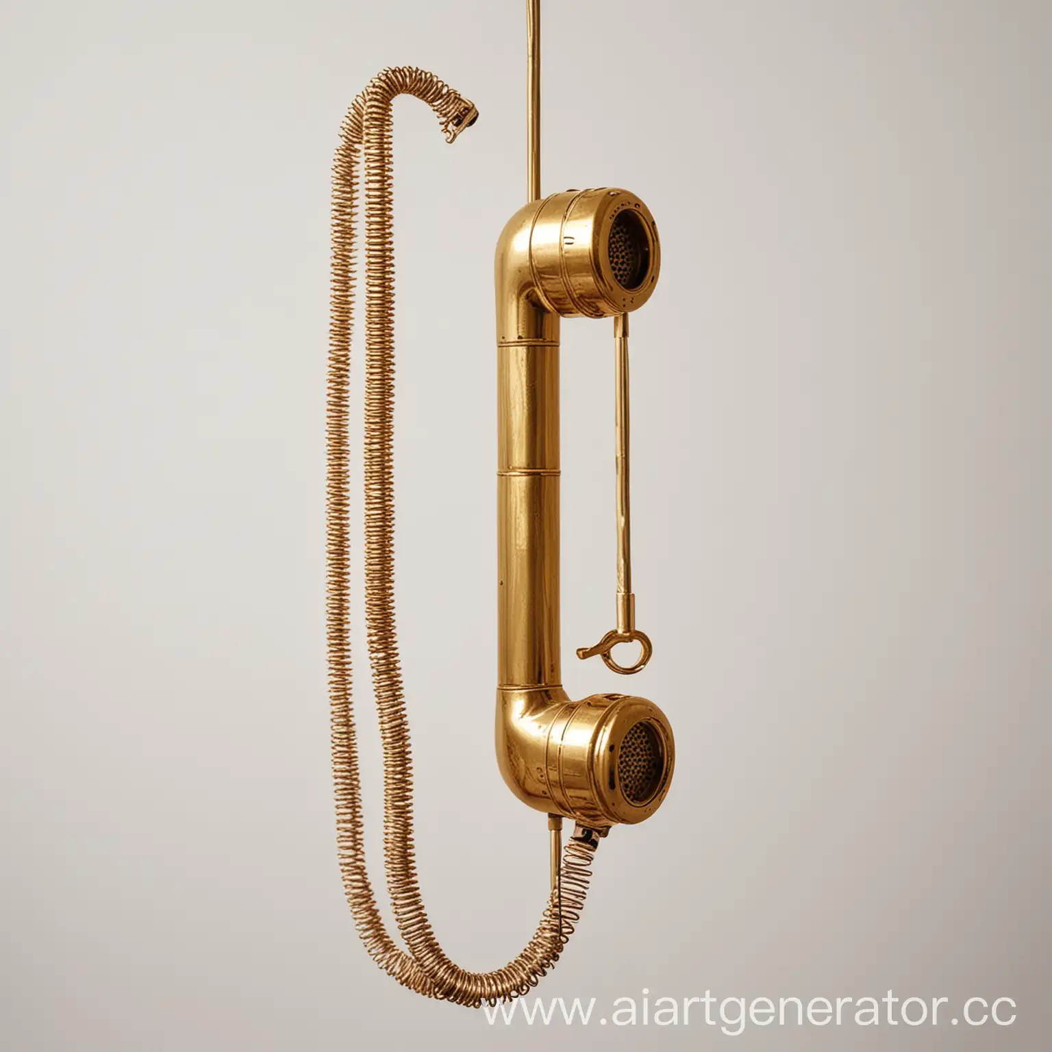 Gold-Hanging-Telephone-Tube-on-White-Background