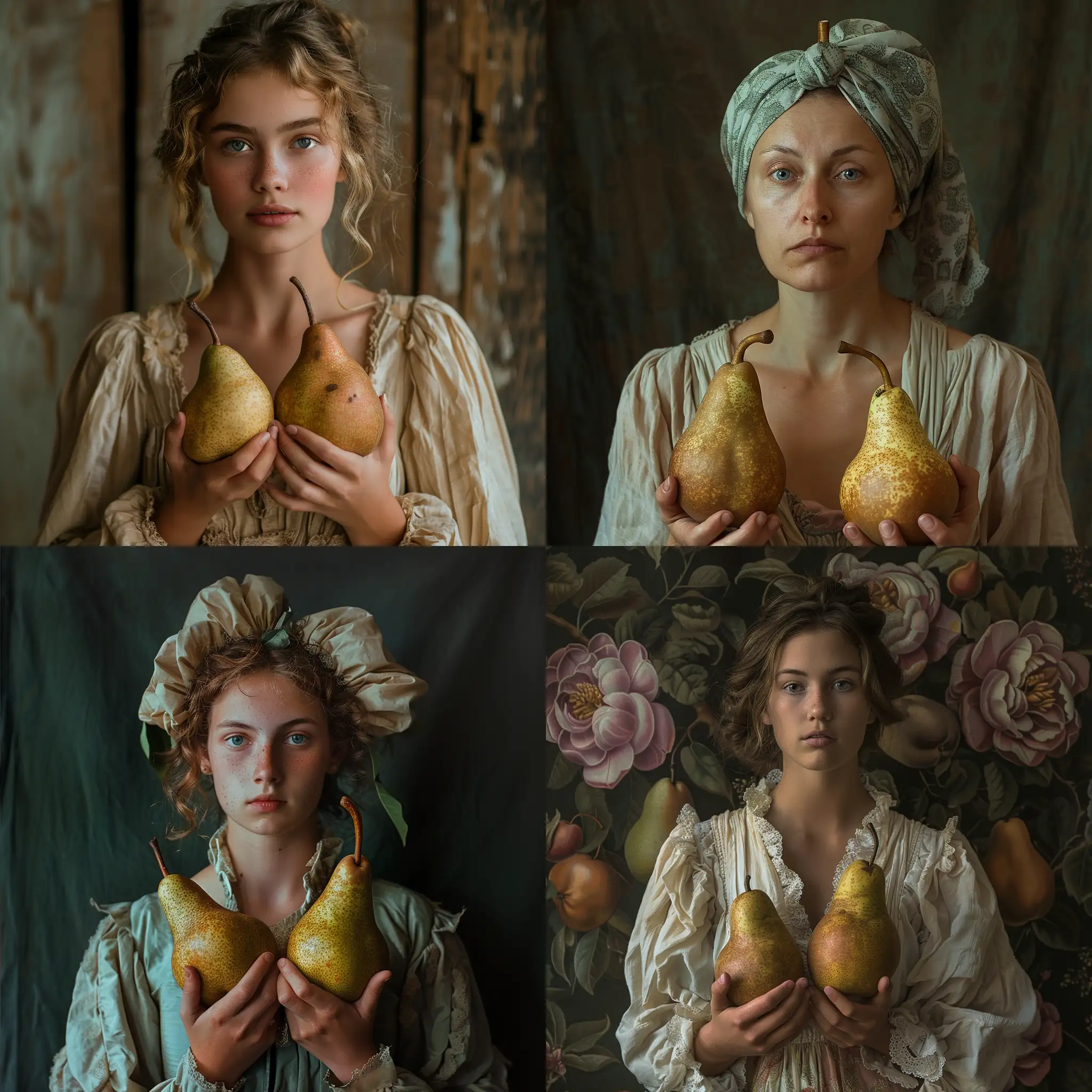 Woman-Holding-Two-Pears-Fresh-Fruit-in-Hands