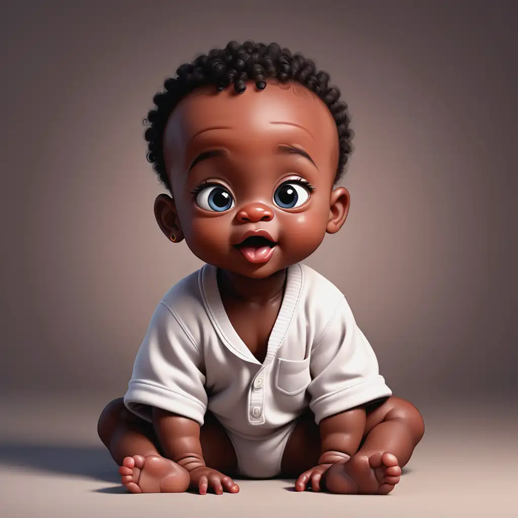 Adorable Black Baby Cartoon Smiling