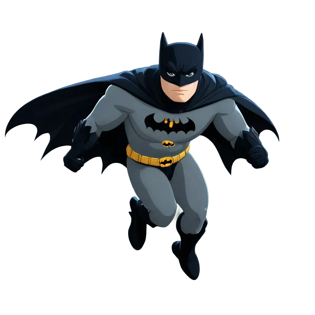 Batman flying, 2D cartoon style 
