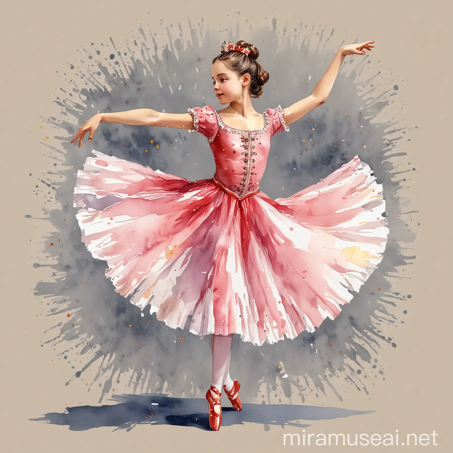 the Nutcracker dancer Girl drawing style for children watercolor
