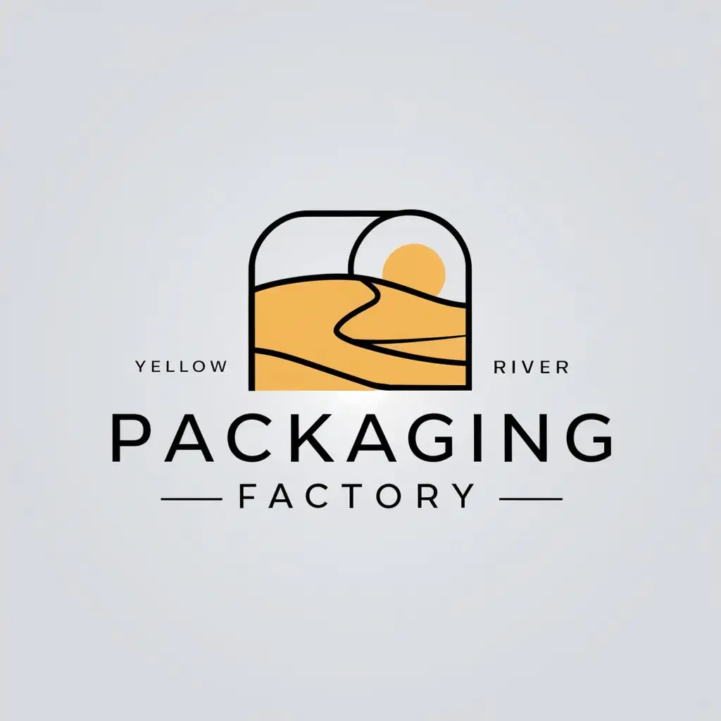 a logo design,with the text "packaging factory", main symbol:Yellow River sandy desert packaging factory,Minimalistic,be used in Others industry,clear background