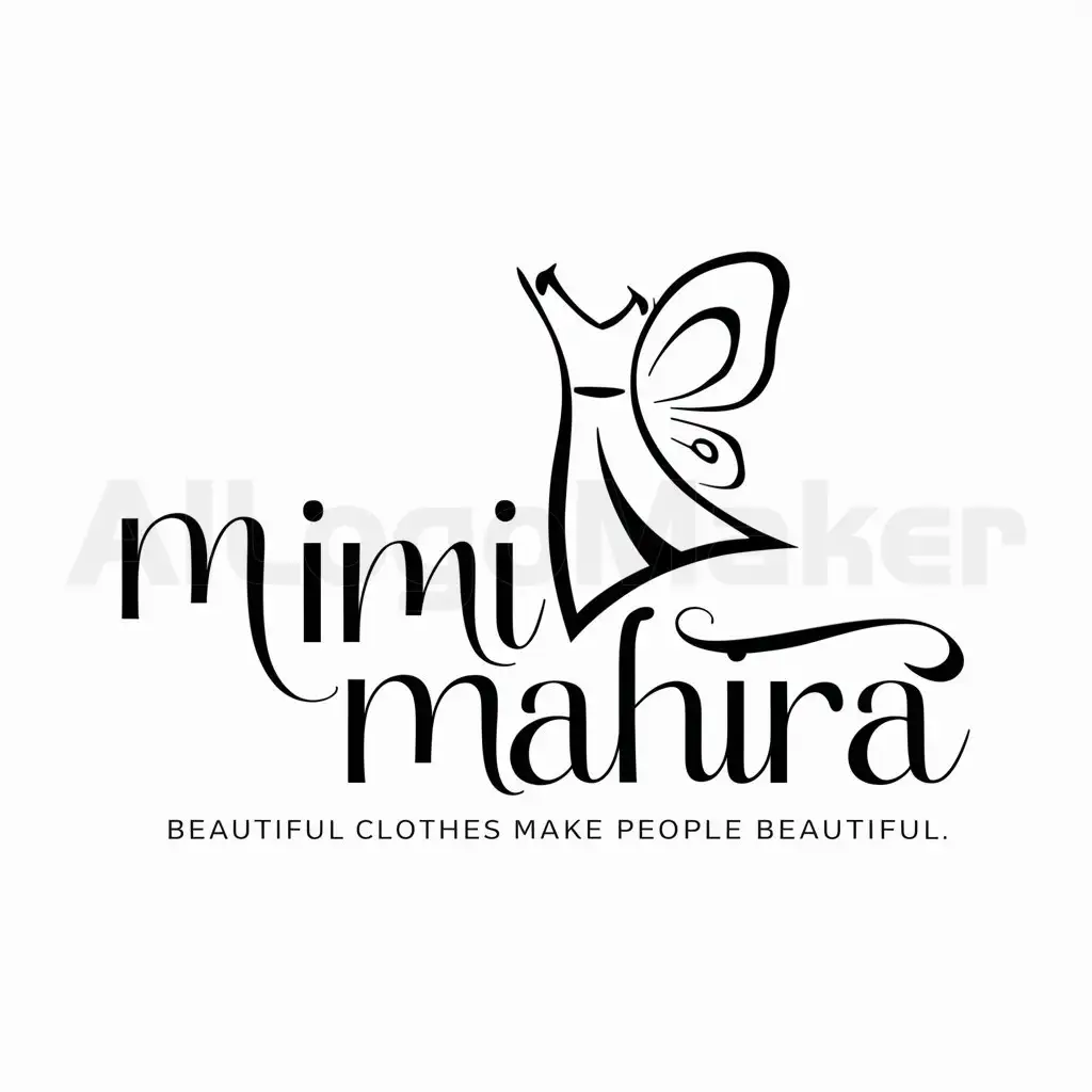 LOGO-Design-For-Mimi-Mahira-Elegant-Text-with-Fashionable-Clothing-Motif