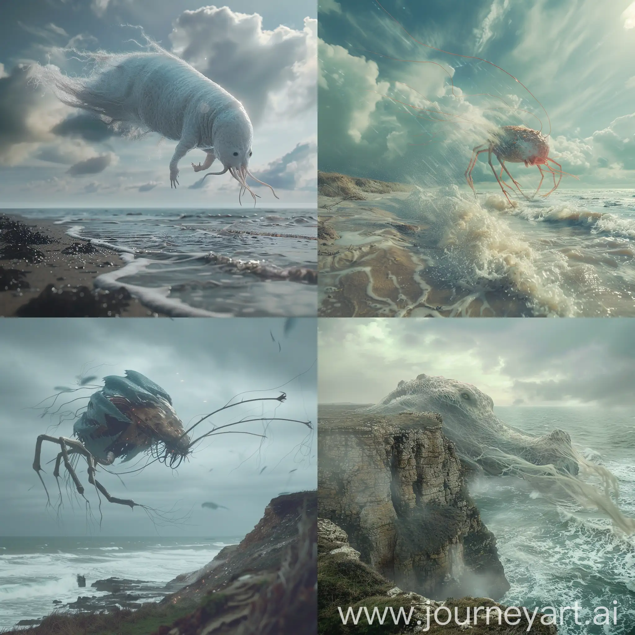 impossible creature, 8k quality, surreal place, real photo, real footage, wind and water
