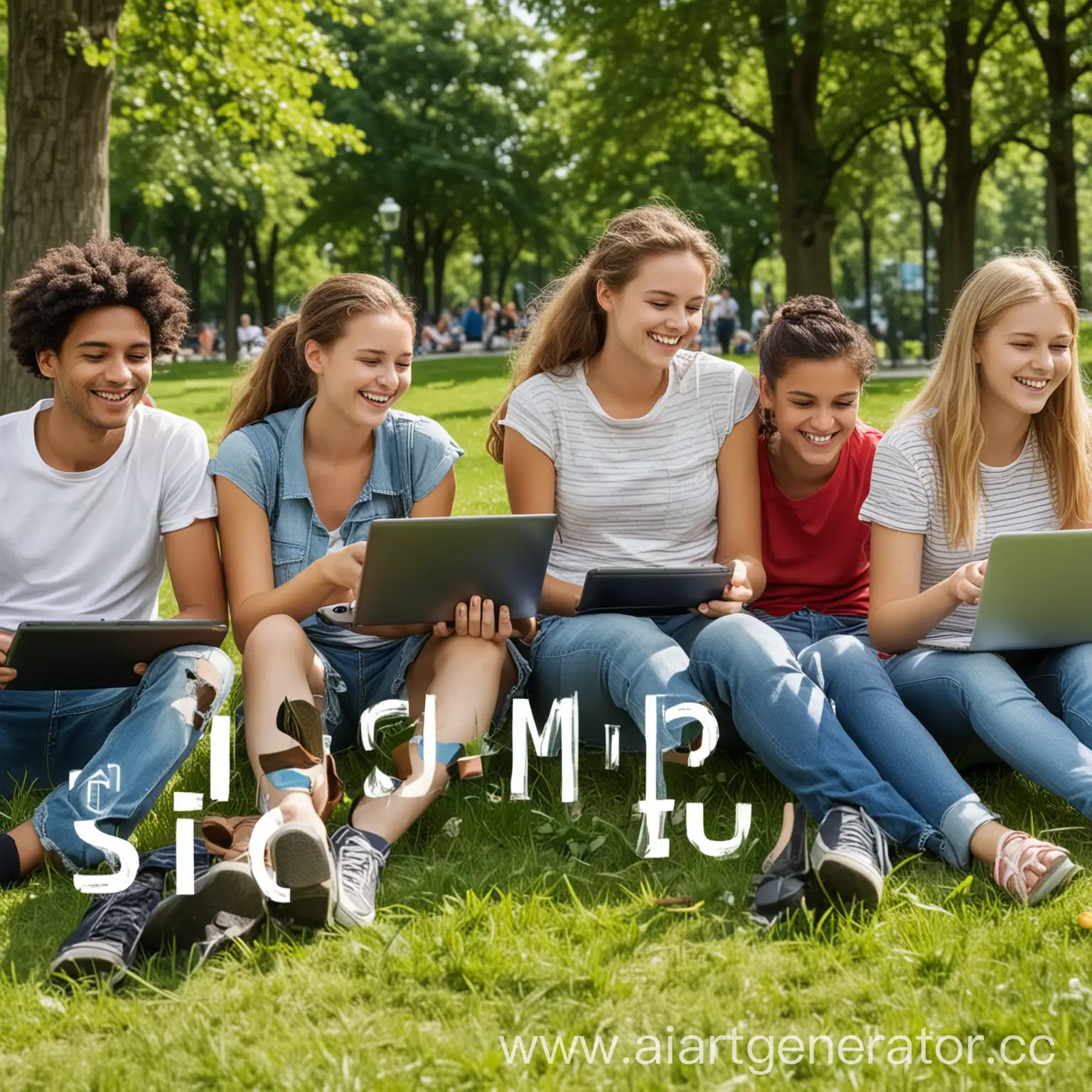 Young-People-Enjoying-Summer-Language-Learning-in-the-Park-with-Laptops-and-Tablets