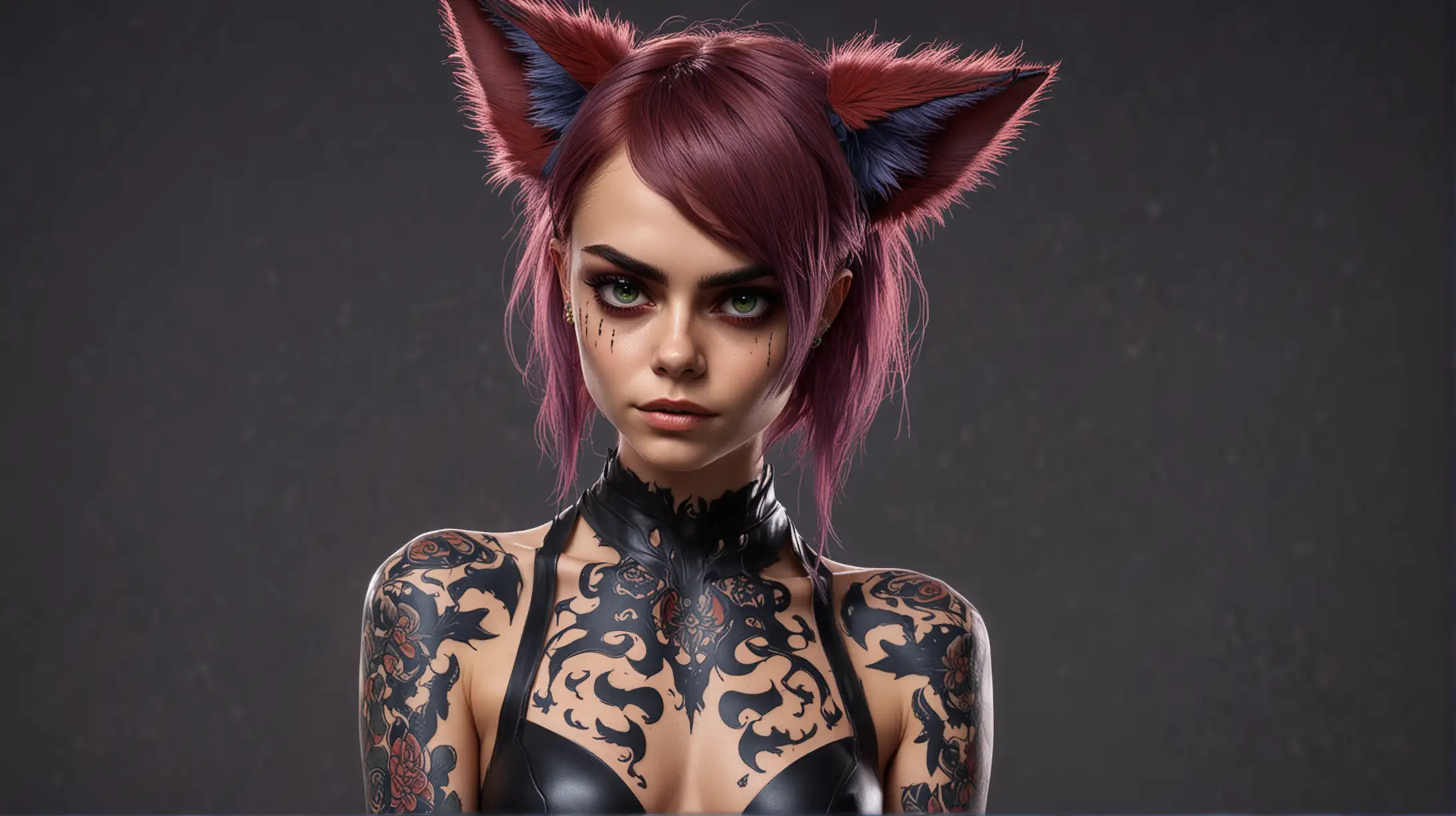 Sexy Demon Woman with Lavender Skin and Intricate Tattoos