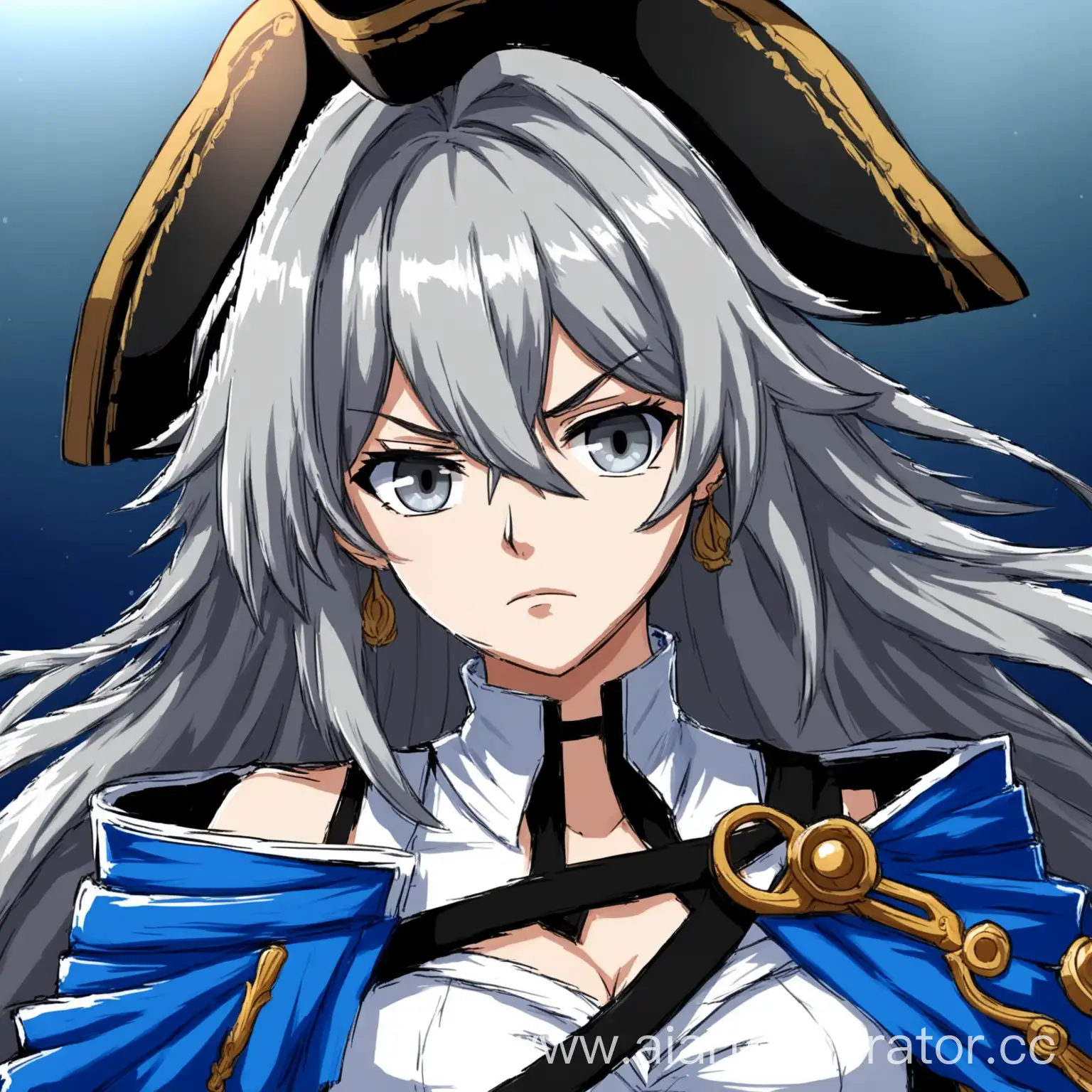 Bronya-Queen-of-Pirates-Anime-Woman-in-Gray-Hair-and-Pirate-Costume