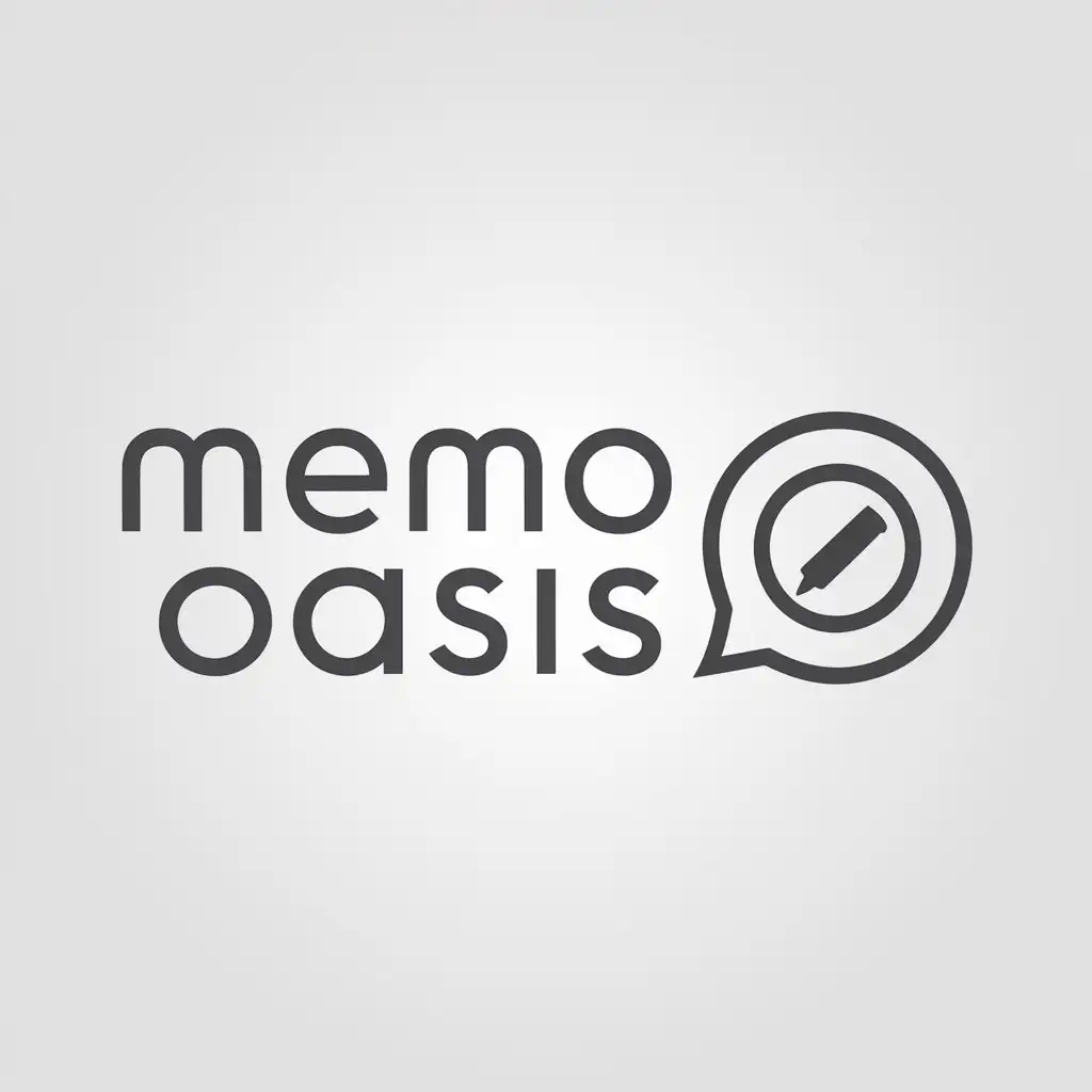 a logo design,with the text "Memo Oasis", main symbol:Blog,Minimalistic,clear background