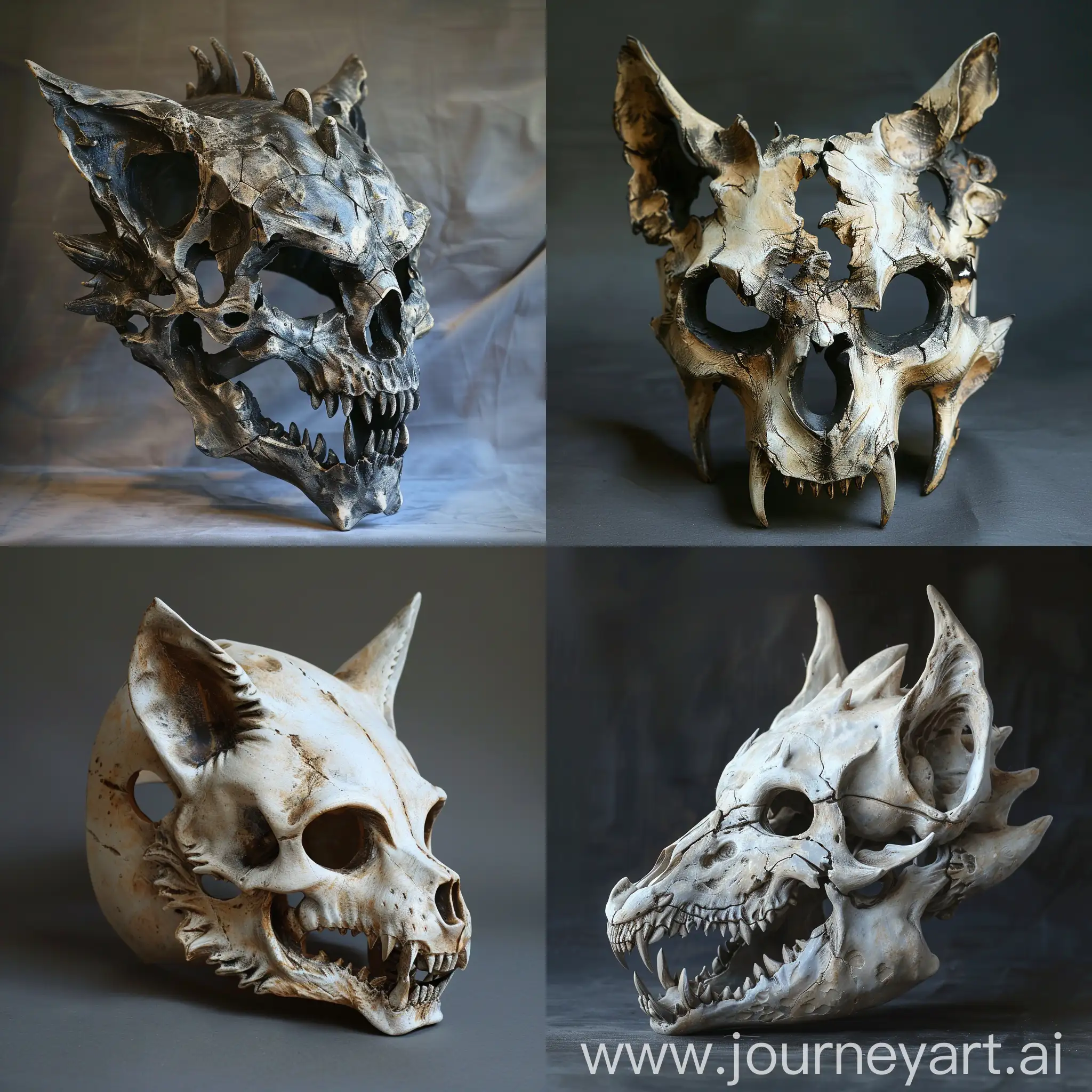 a mask in a form of wolf's skull