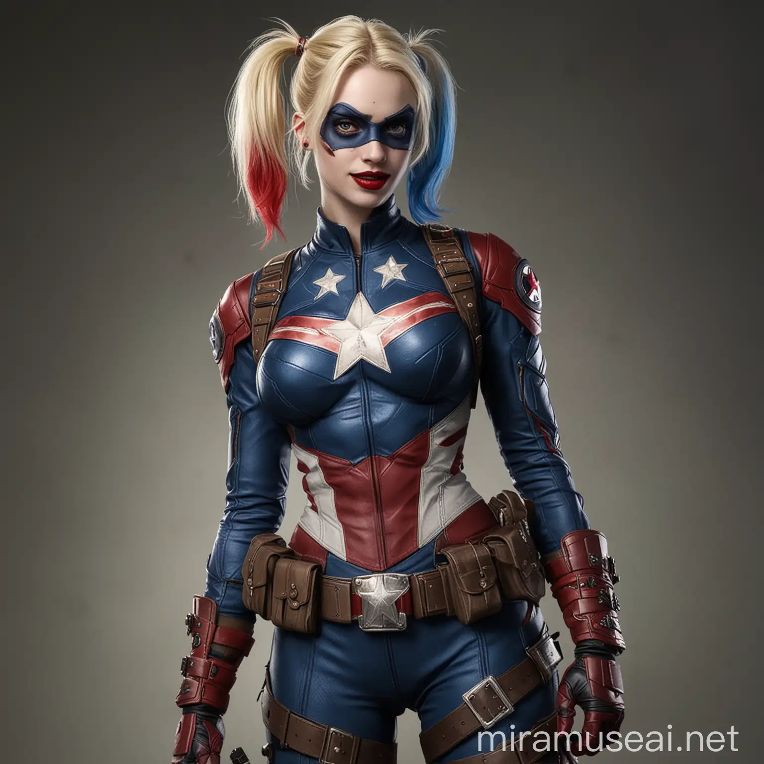Harley Quinn disguised as Captain America