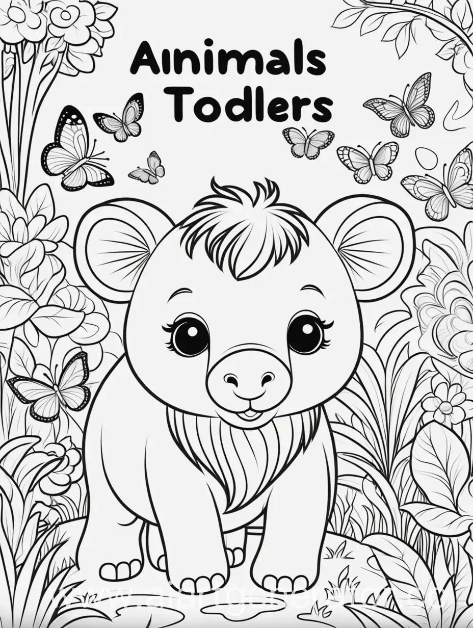 Coloring book cover with animals for toddlers