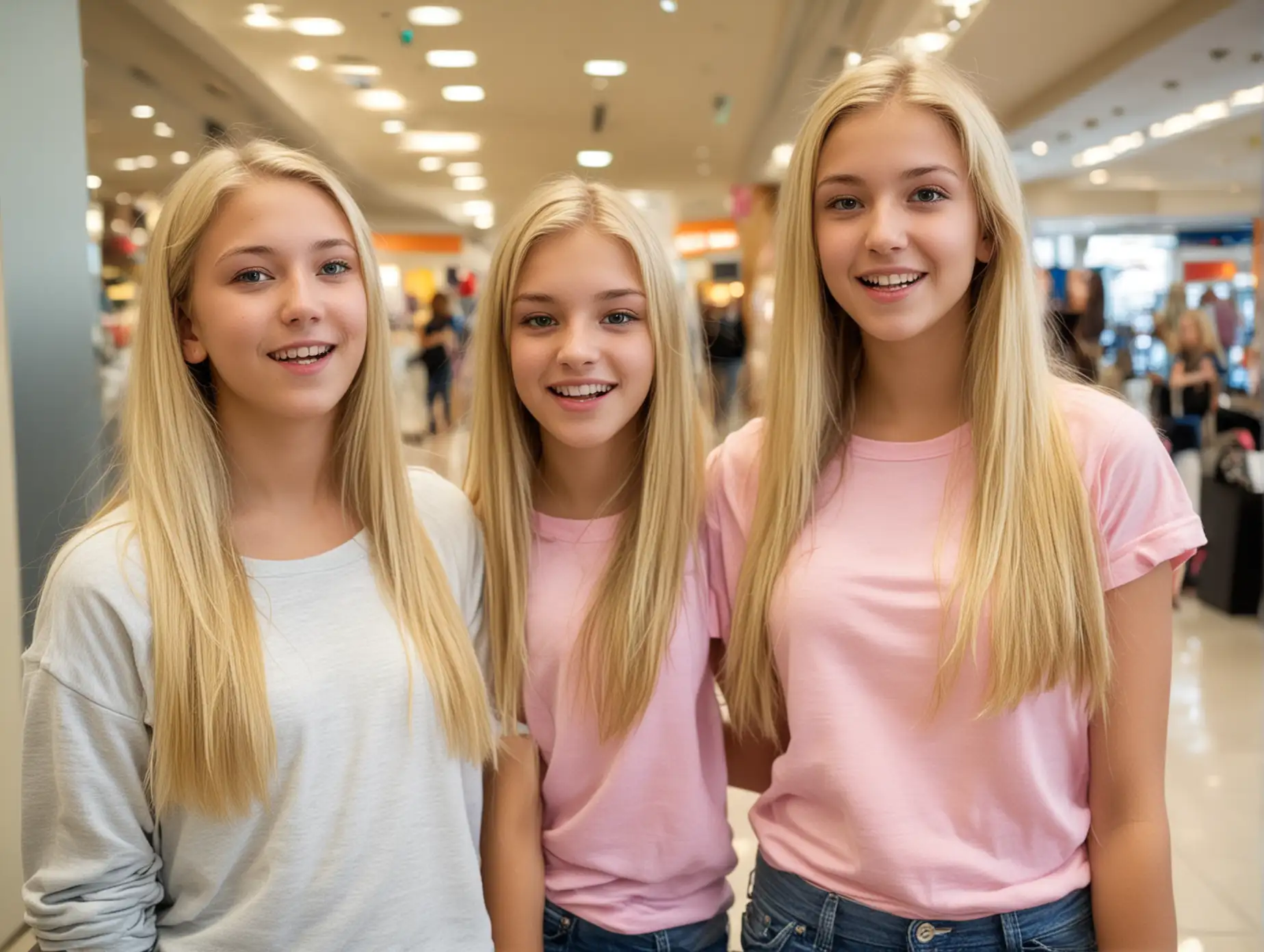 Blond Teenagers Shopping at the Mall