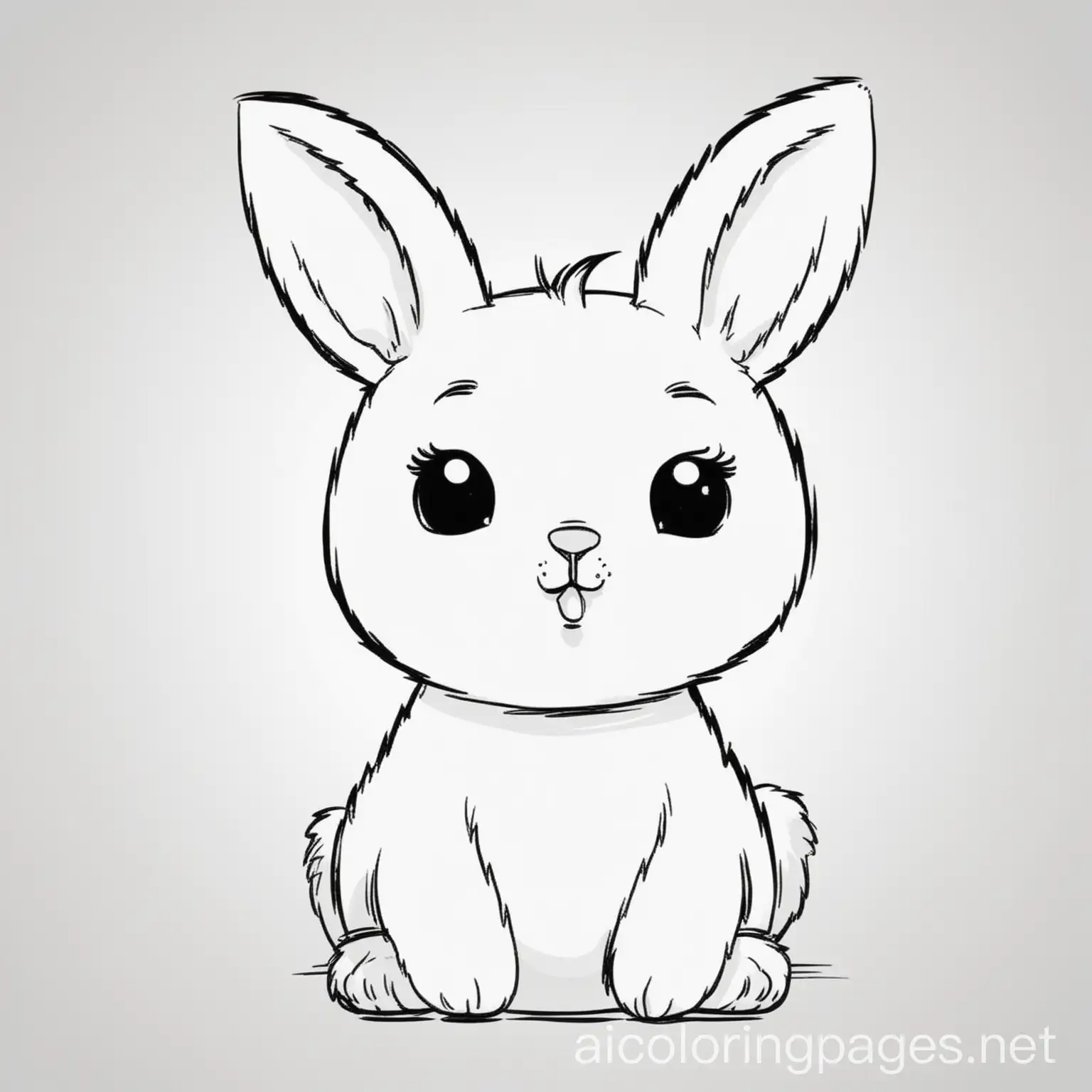 Little tiny bunny, Coloring Page, black and white, line art, white background, Simplicity, Ample White Space. The background of the coloring page is plain white to make it easy for young children to color within the lines. The outlines of all the subjects are easy to distinguish, making it simple for kids to color without too much difficulty