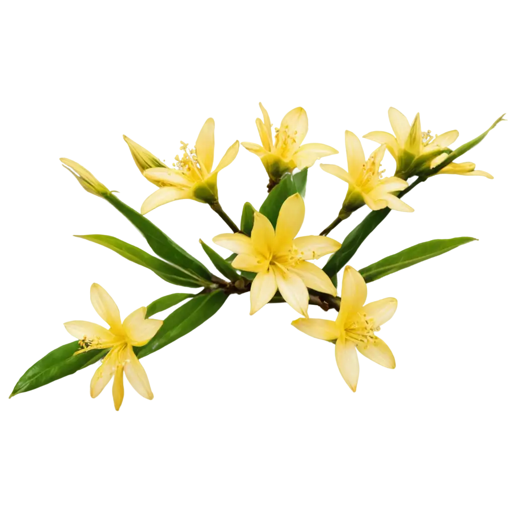 Delicate-Yellow-Flowers-on-a-Vanilla-Bush-PNG-Image-Creation