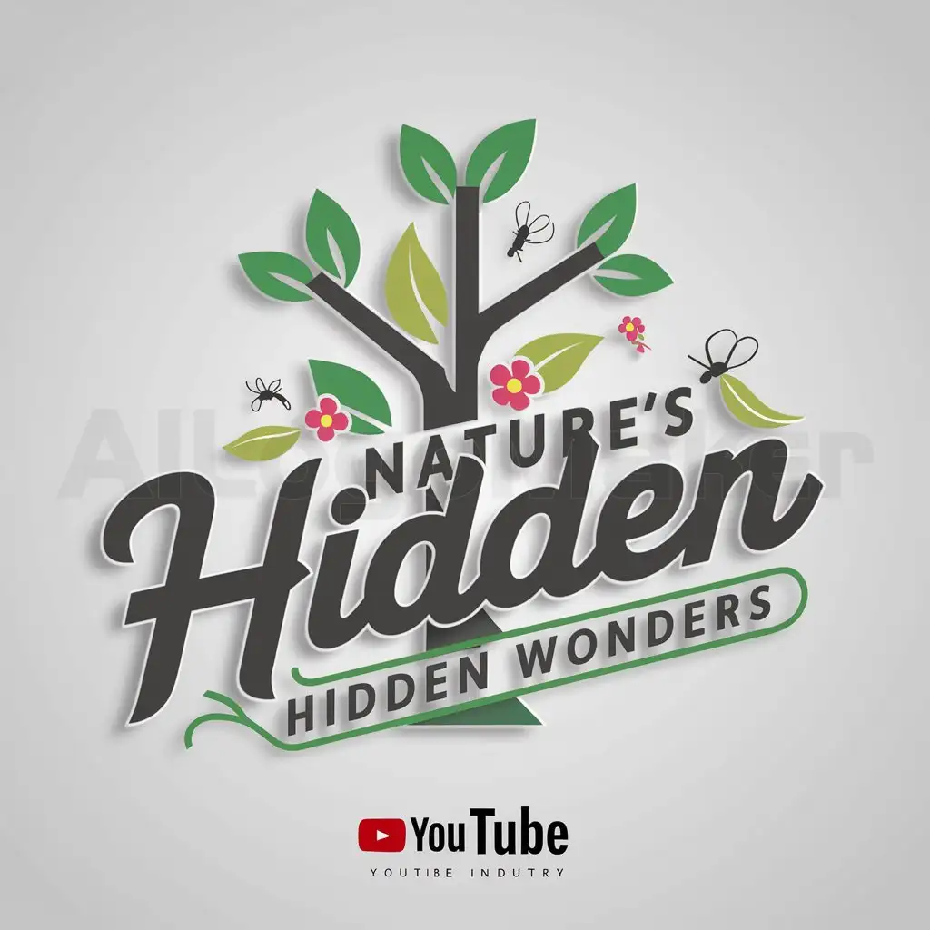 a logo design,with the text "Nature's Hidden Wonders", main symbol:Natur,Moderate,be used in youtube industry,clear background