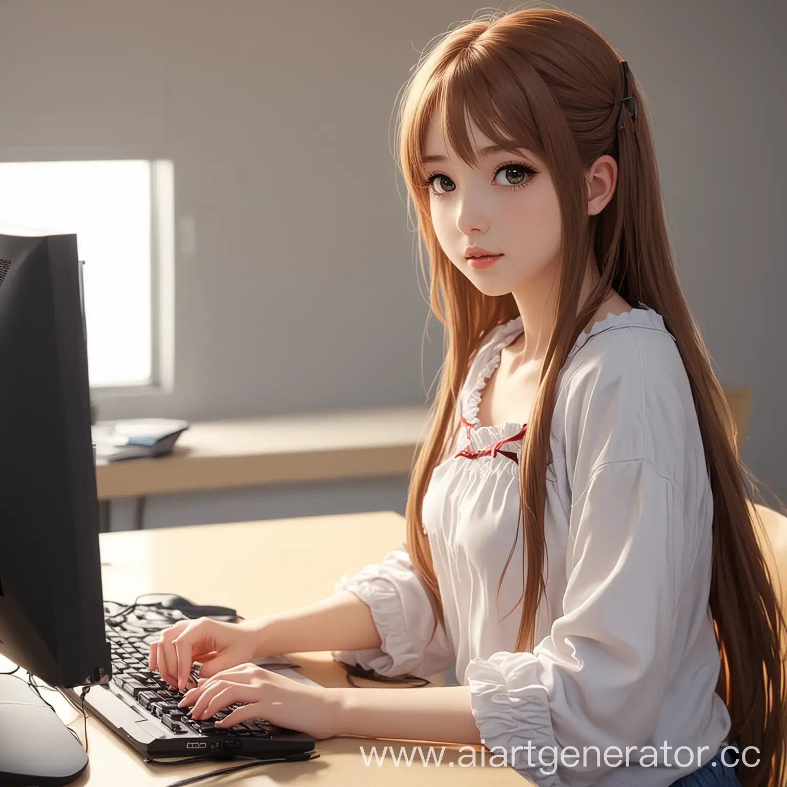 Beautiful-Anime-Girl-Sitting-at-Computer-Desk