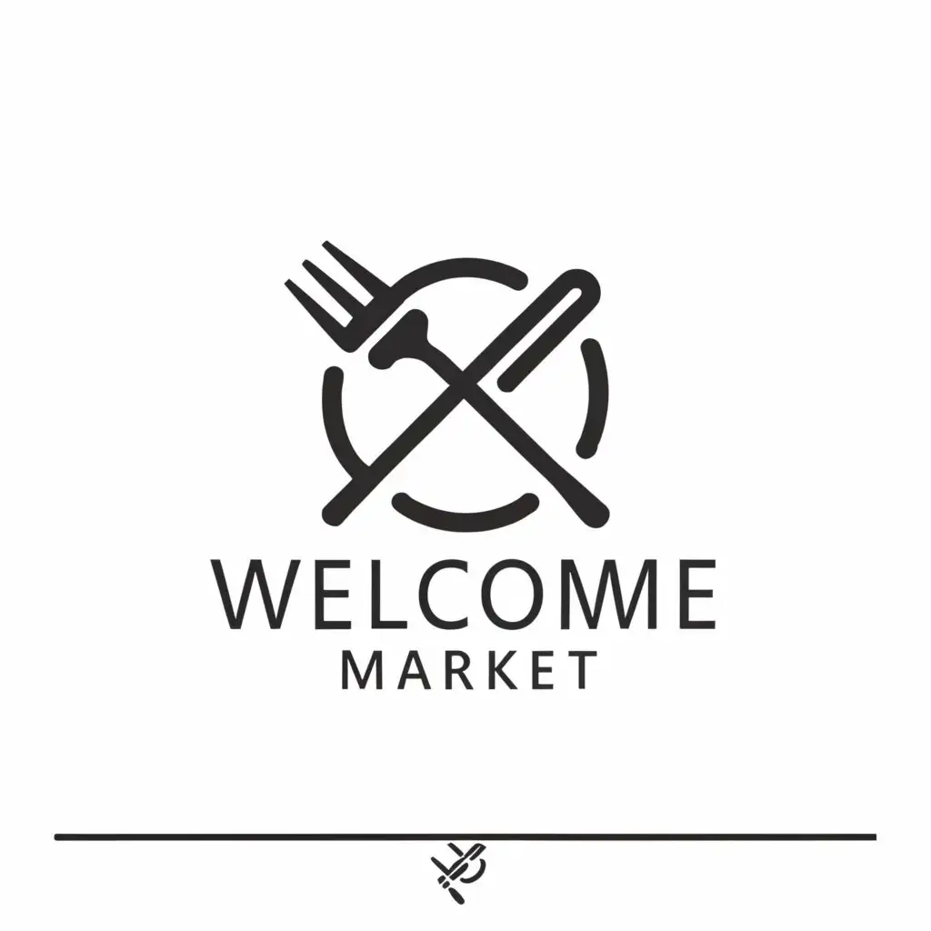 LOGO-Design-For-Welcome-Market-Minimalistic-Gourmet-Symbol-on-Clear-Background