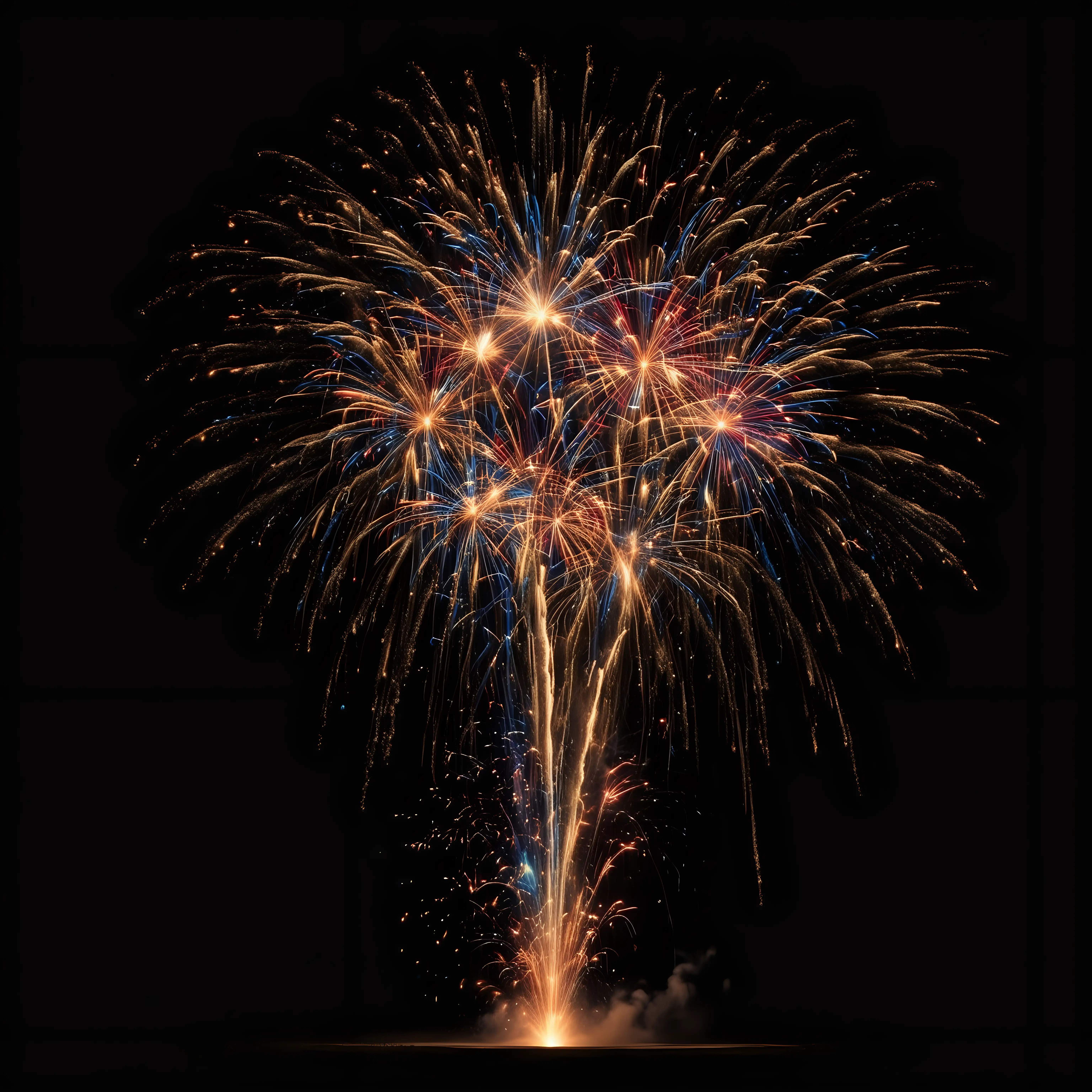 cascading firework falling with pure black background