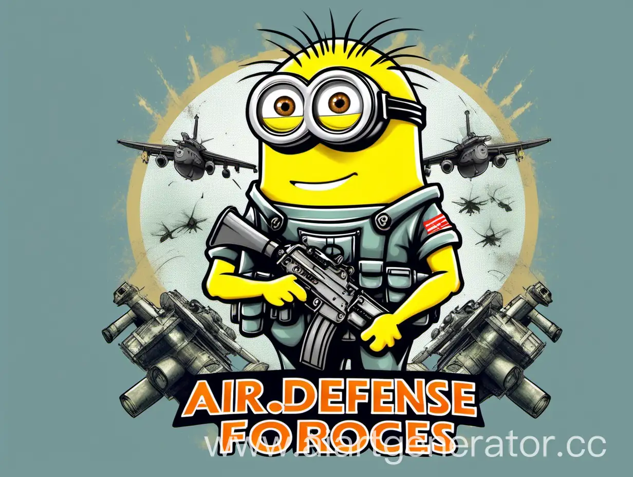 Energetic-Minion-Wearing-Air-Defense-Forces-TShirt