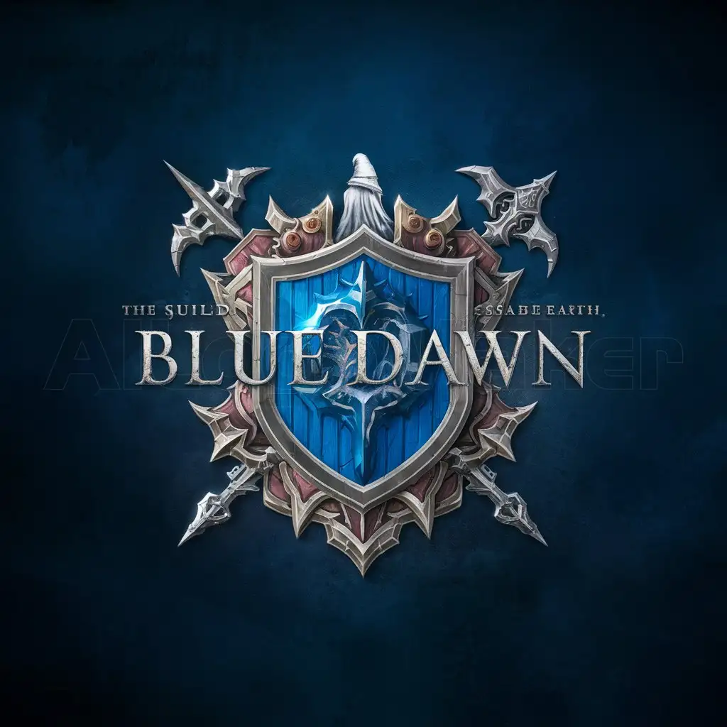 LOGO-Design-for-Blue-Dawn-Guild-Shield-of-Hope-with-Gandalf-Inspiration