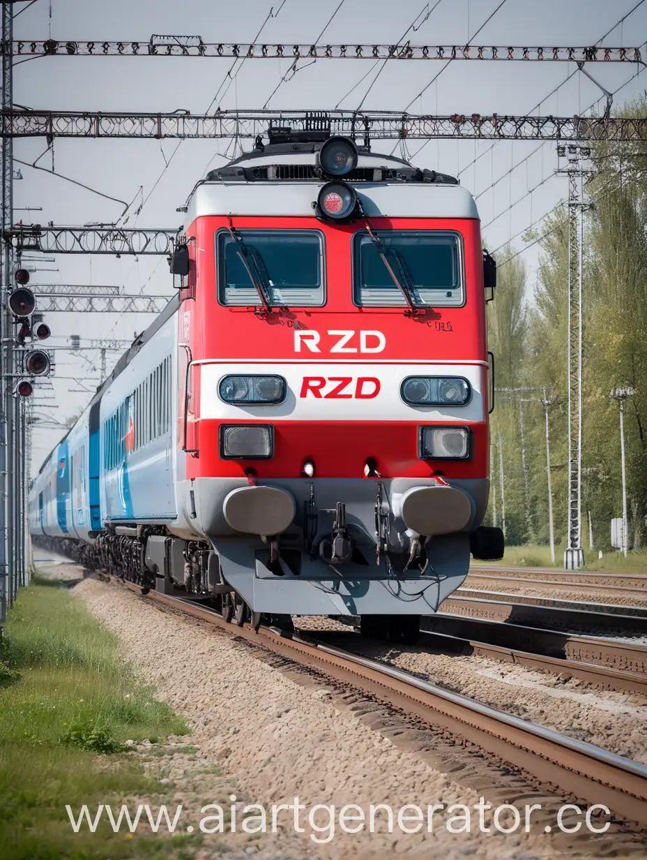 RZD-Locomotive-with-Carriages-in-Motion