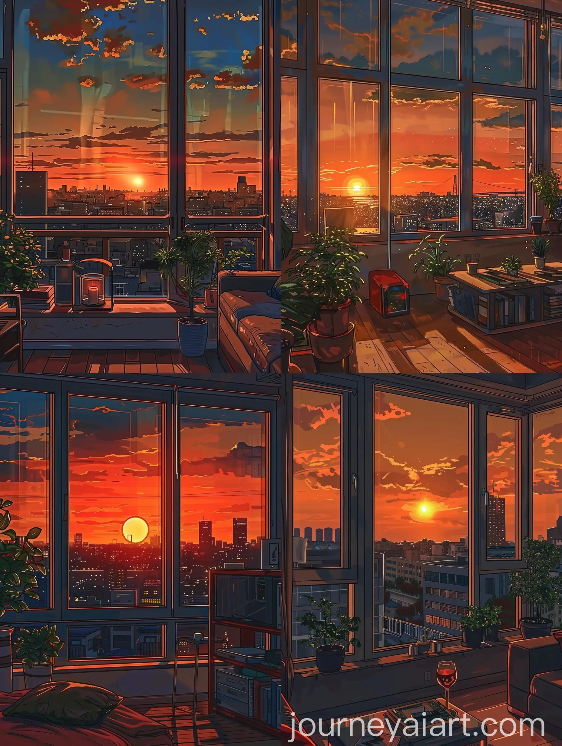 Urban-Sunset-AnimeStyle-Apartment-View