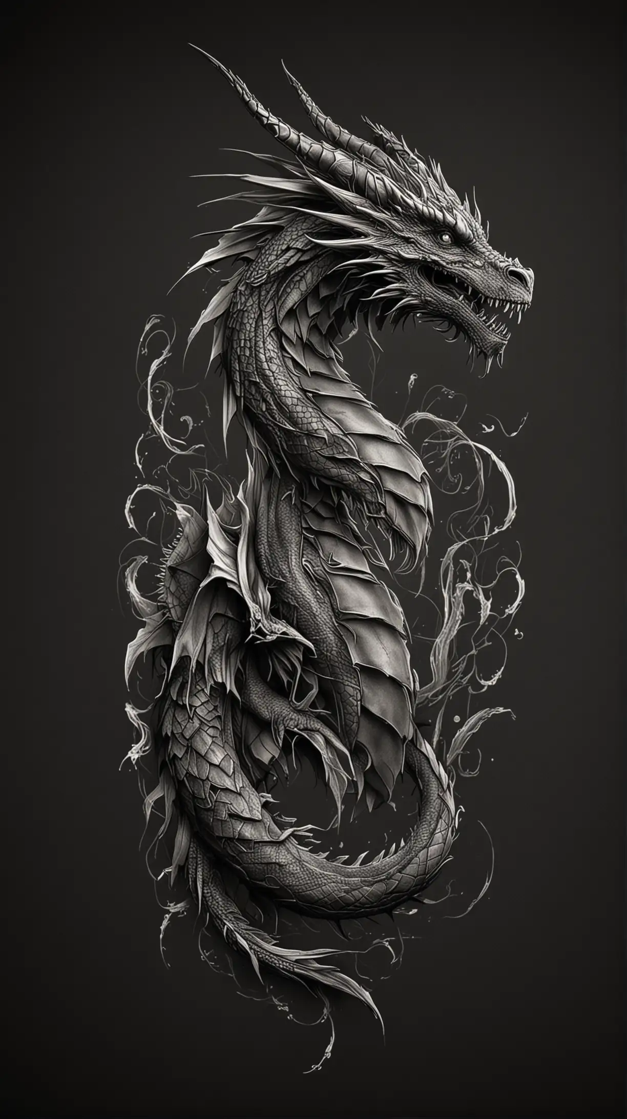 Realistic Dragon Emerges Minimal Line Art Tattoo Transformation