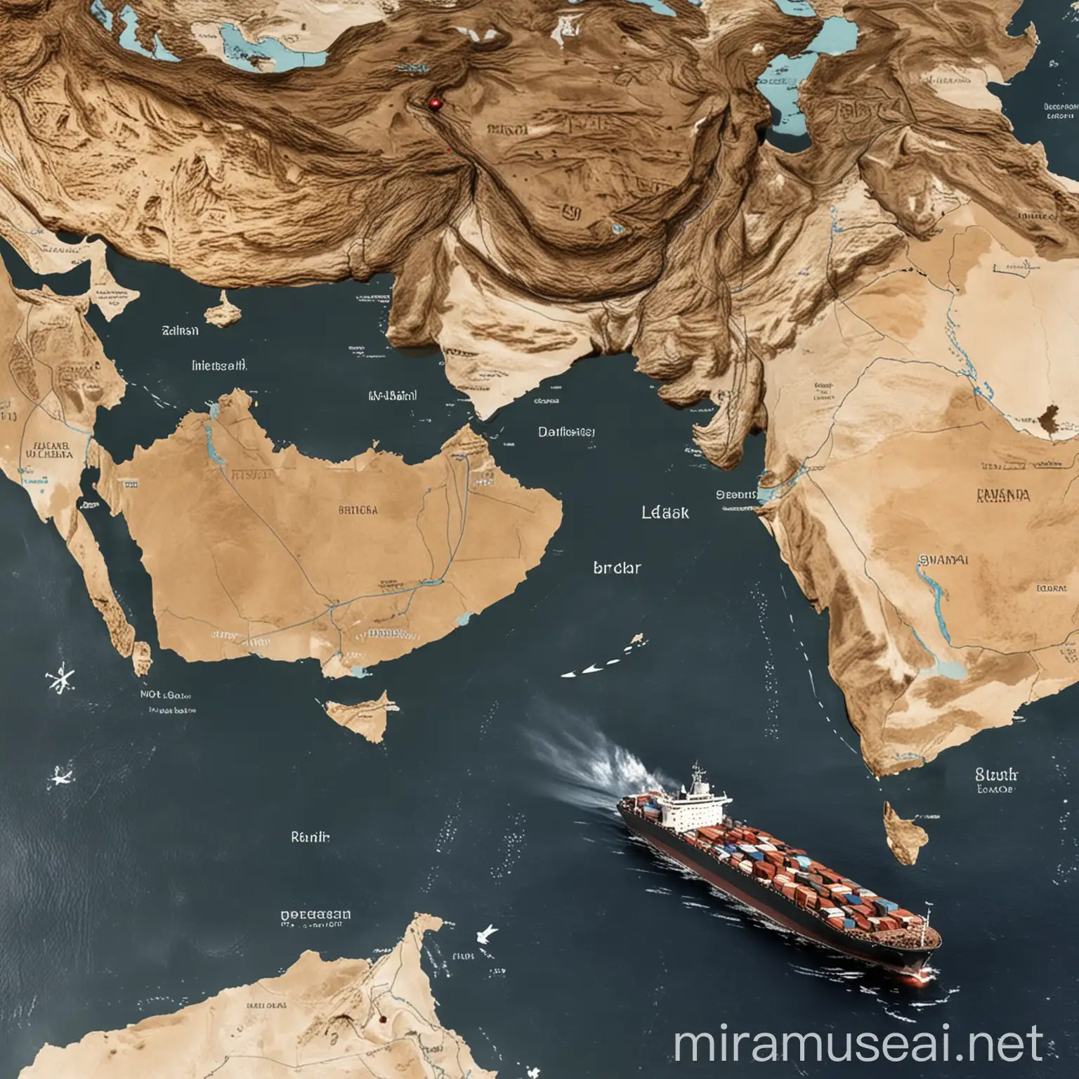 india middle east corridor draw ships floating through that route
