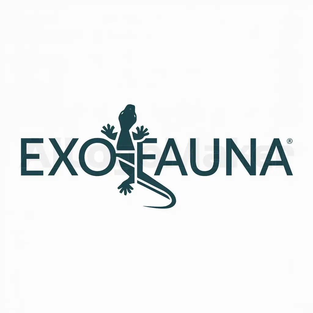 a logo design,with the text "ExoFauna", main symbol:Lizard,Moderate,be used in Animals Pets industry,clear background